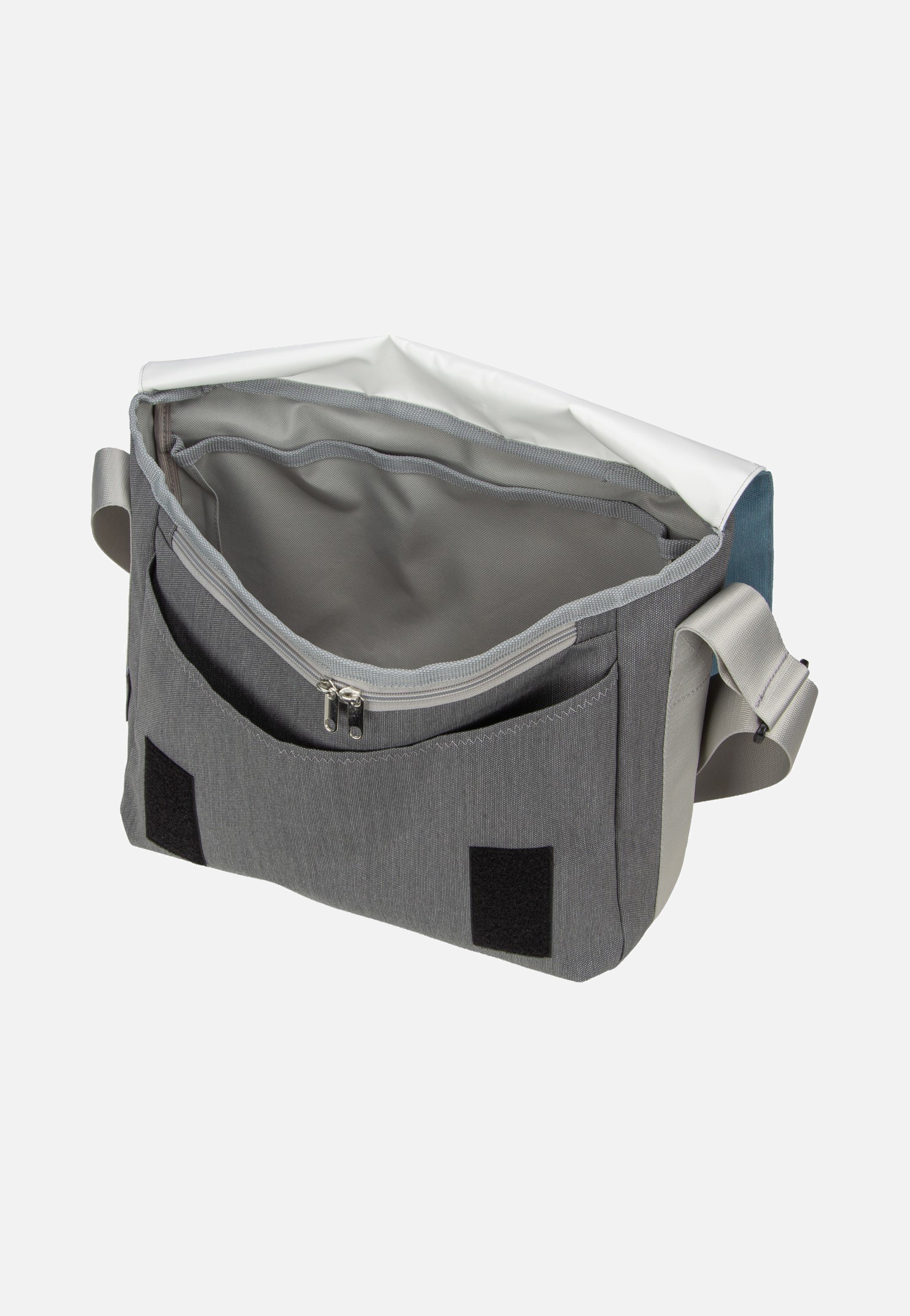 360Grad Barkasse Weiss/Petrol/Zahl Hellgrau Messenger Bag