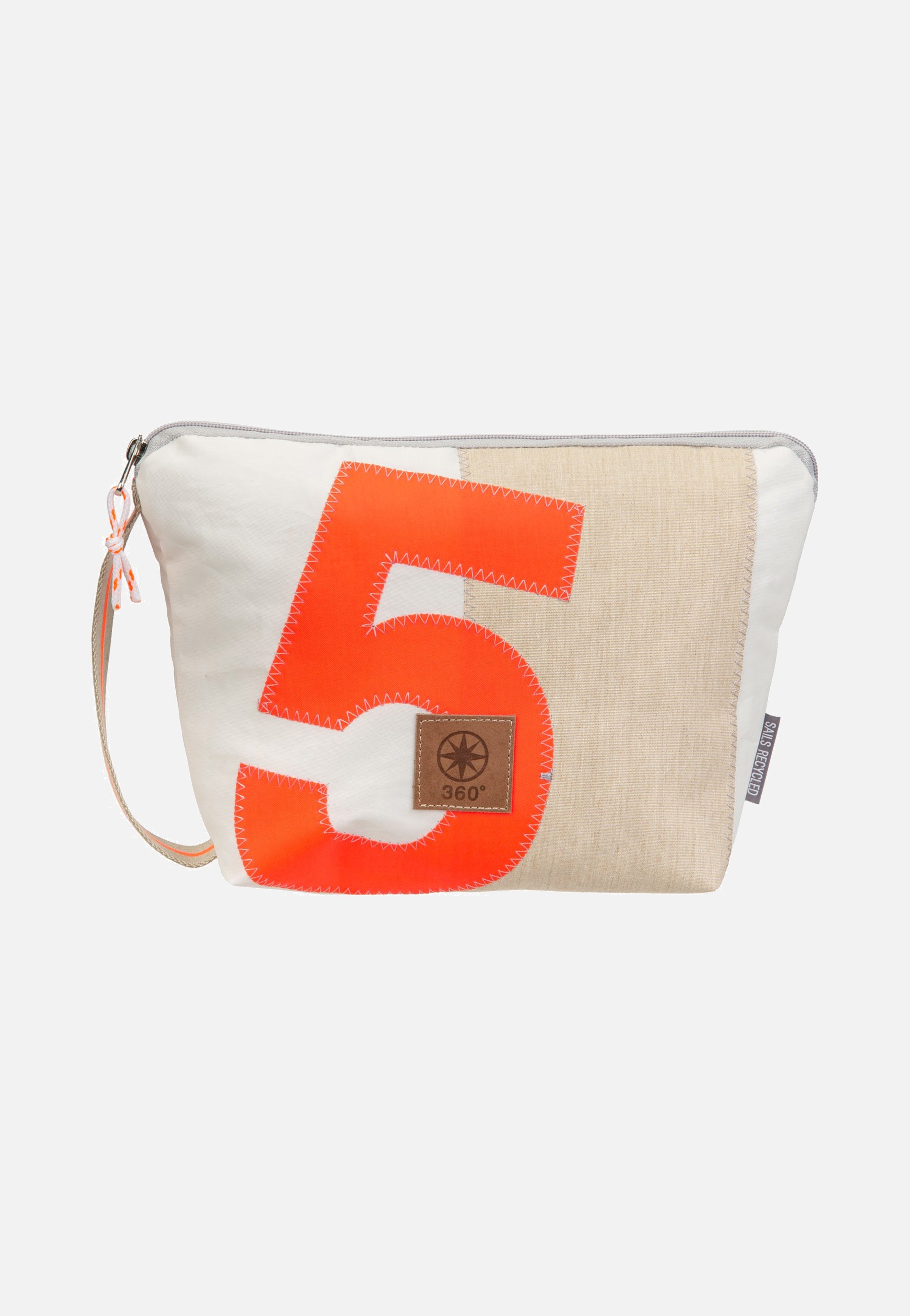 360Grad Brise Weiss/Sand/Zahl Orange Toiletry Bag