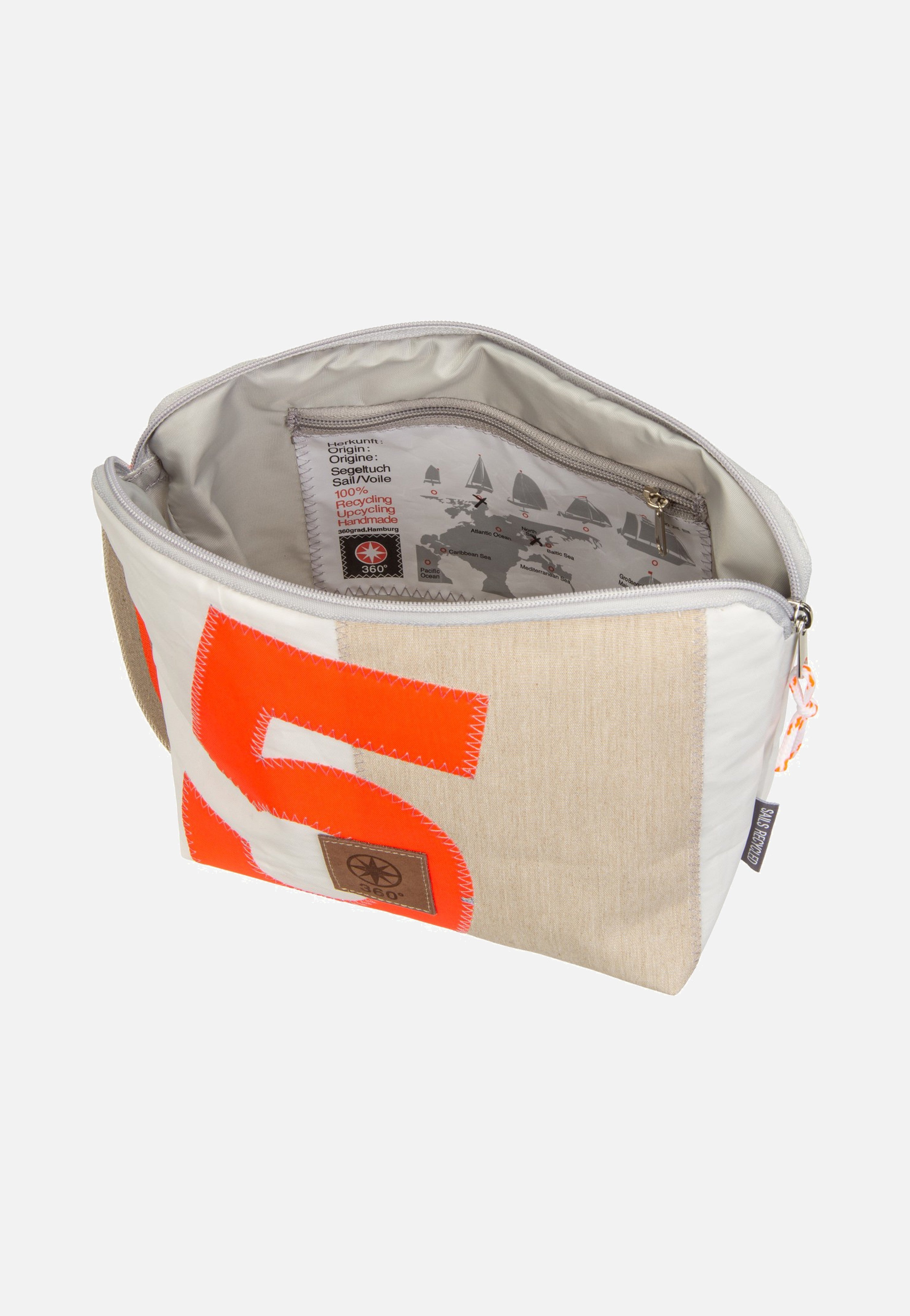 360Grad Brise Weiss/Sand/Zahl Orange Toiletry Bag