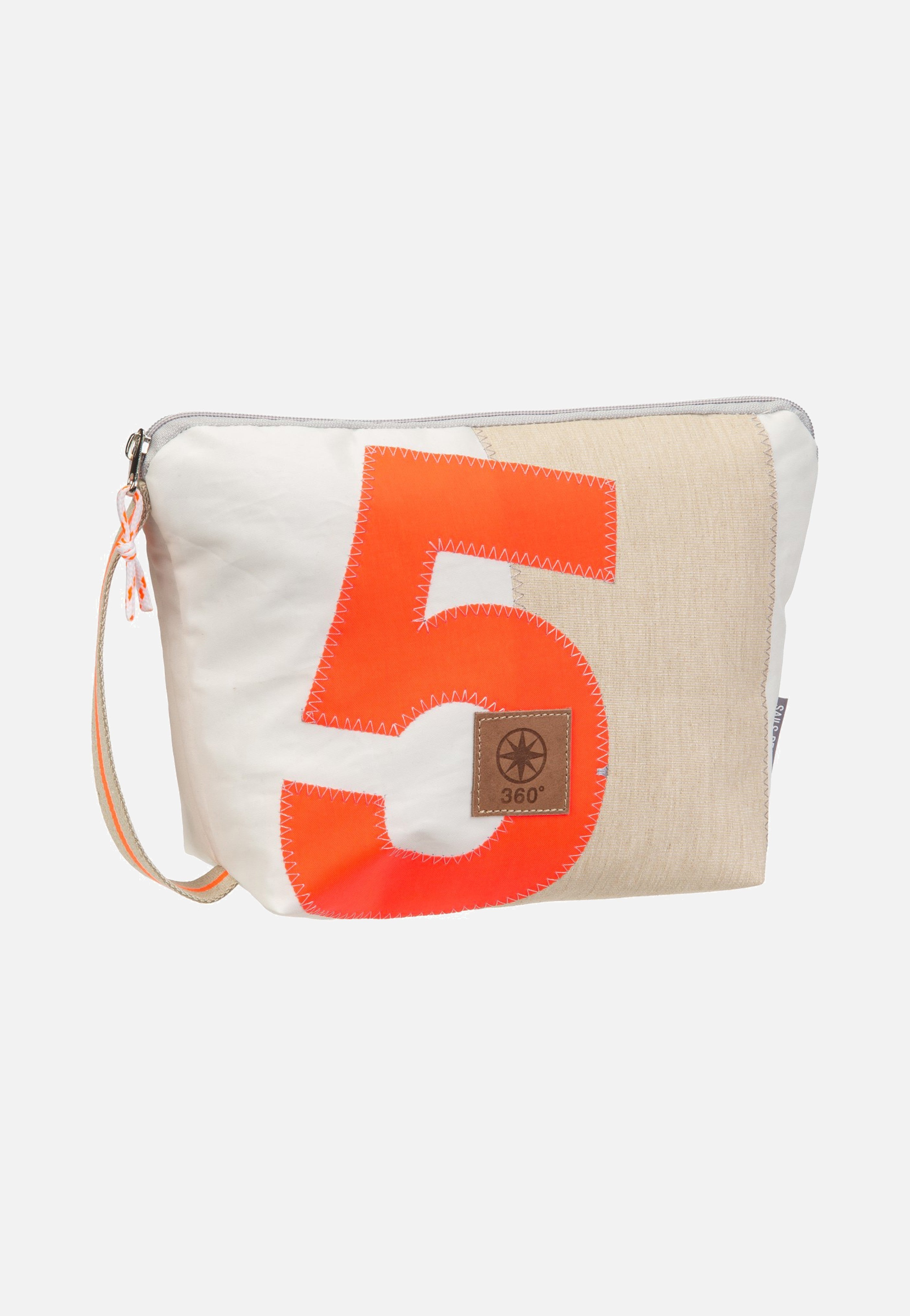 360Grad Brise Weiss/Sand/Zahl Orange Toiletry Bag