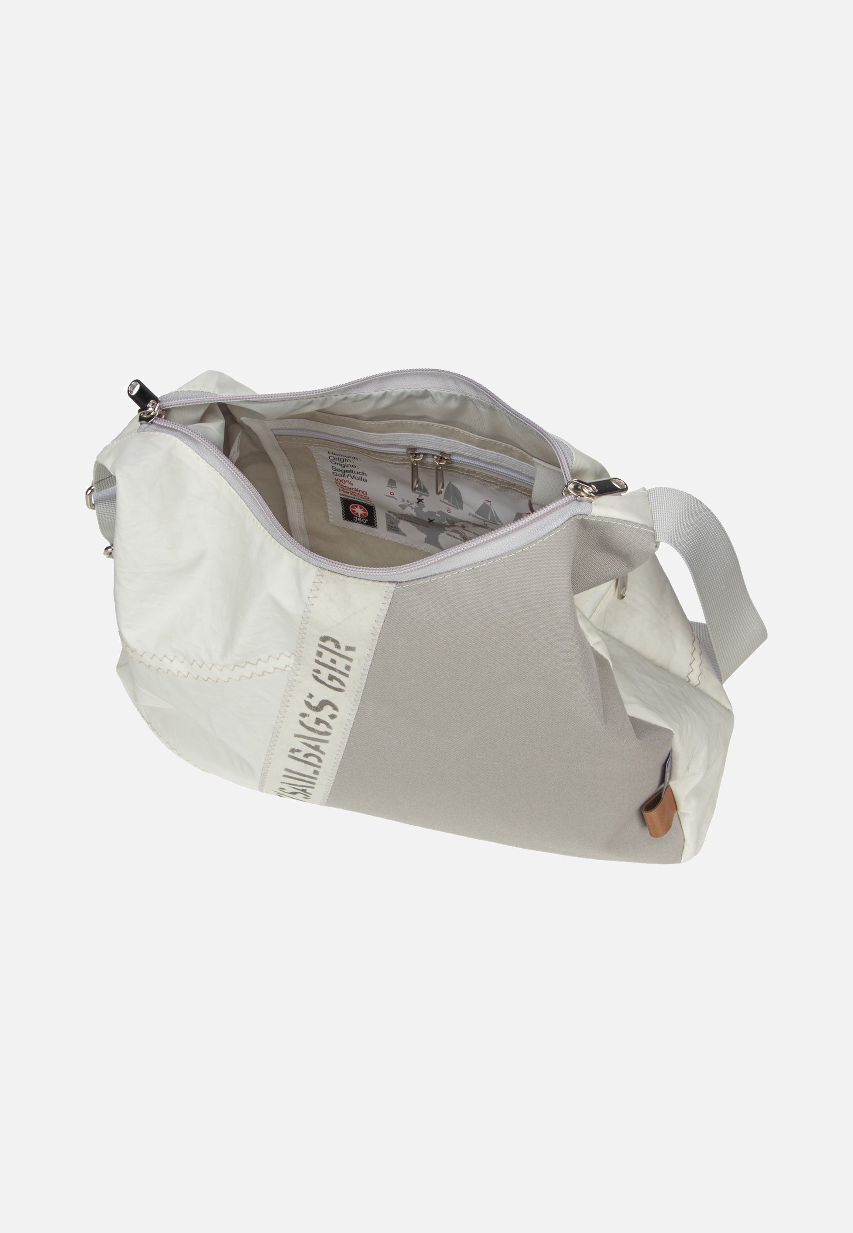 360Grad Bucht Stencil Weiss/Grau Hobo Bag