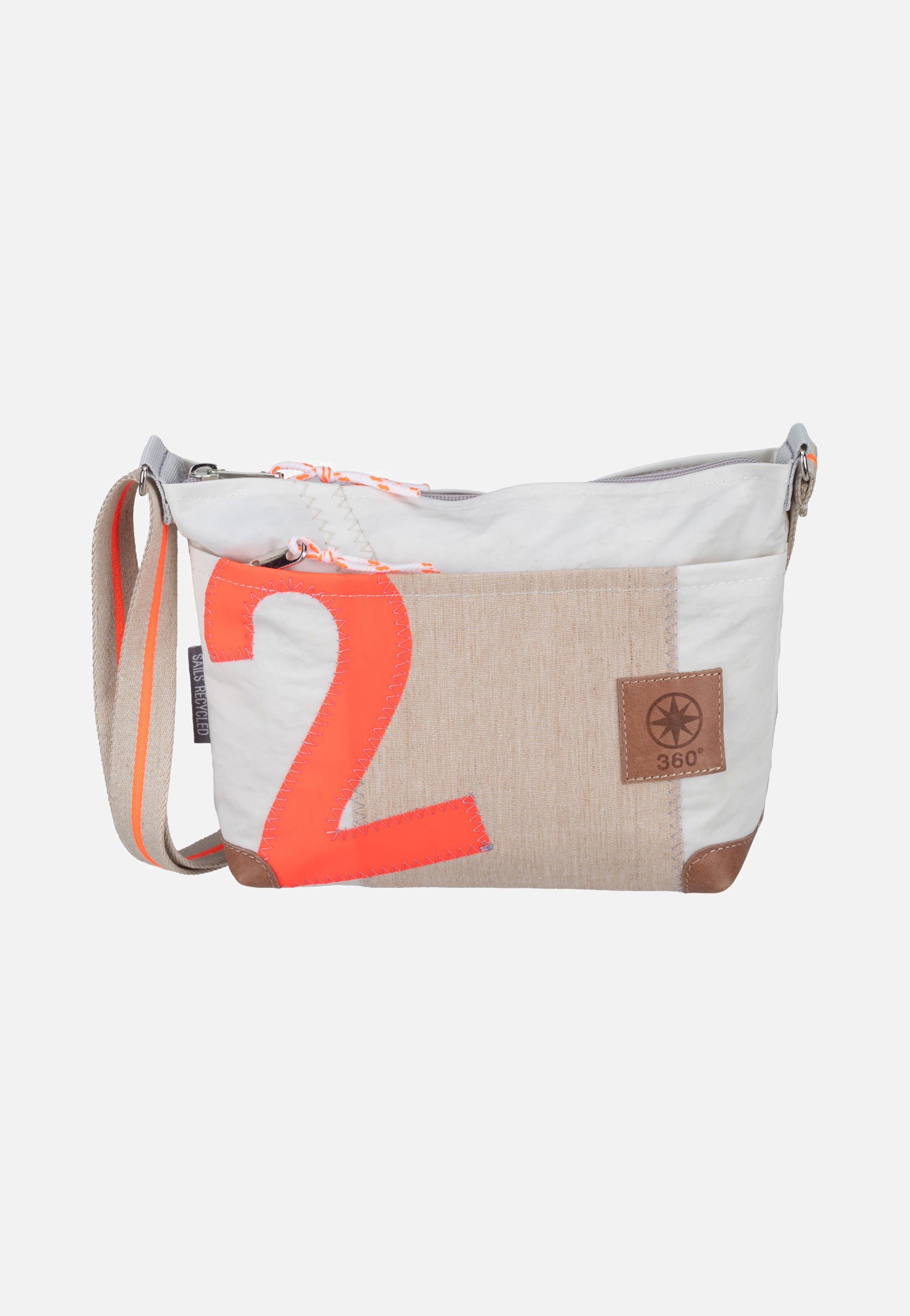 360Grad Deern Lütt Crossover Weiss/Sand/Zahl Orange Pouch Bag