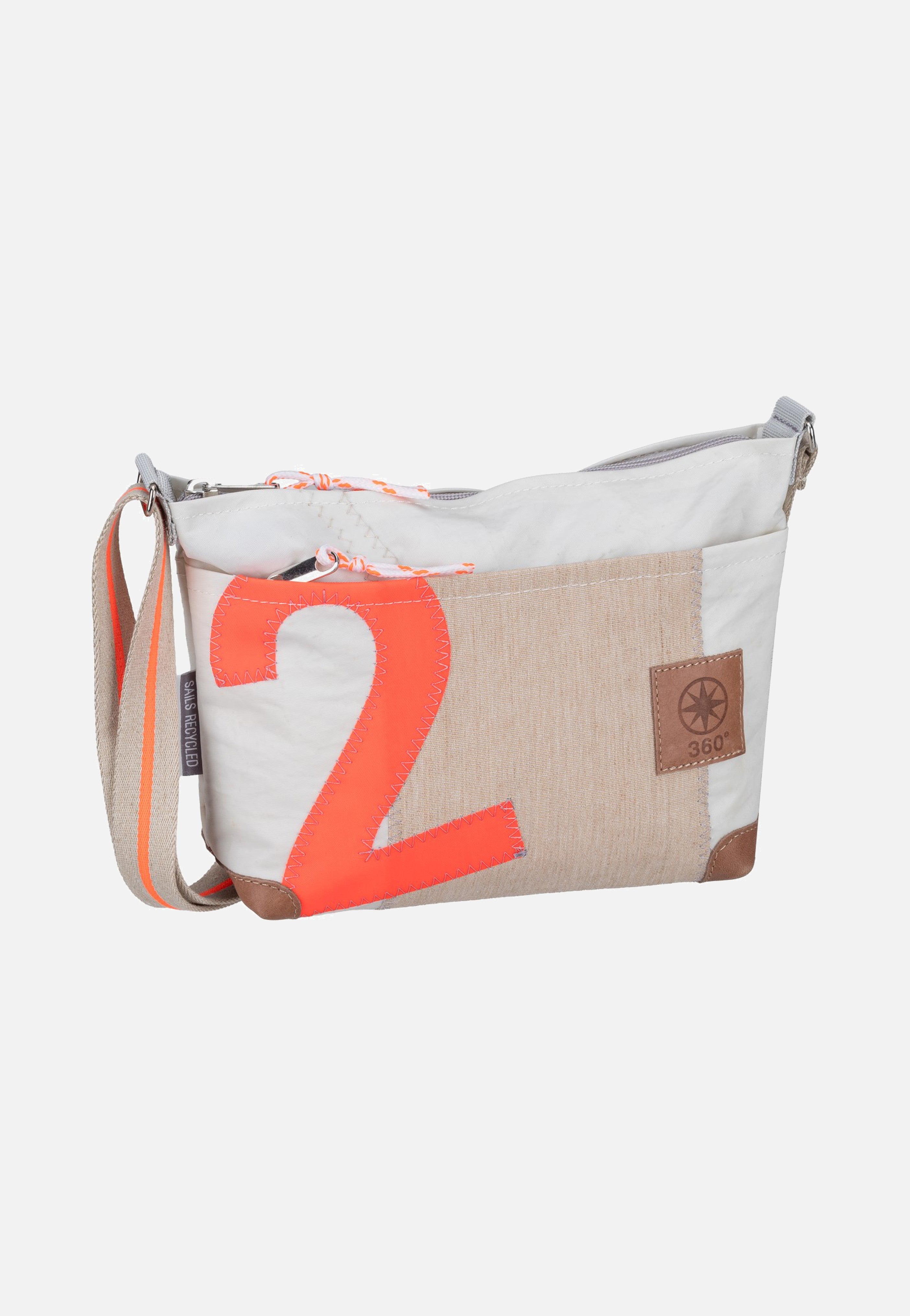 360Grad Deern Lütt Crossover Weiss/Sand/Zahl Orange Pouch Bag