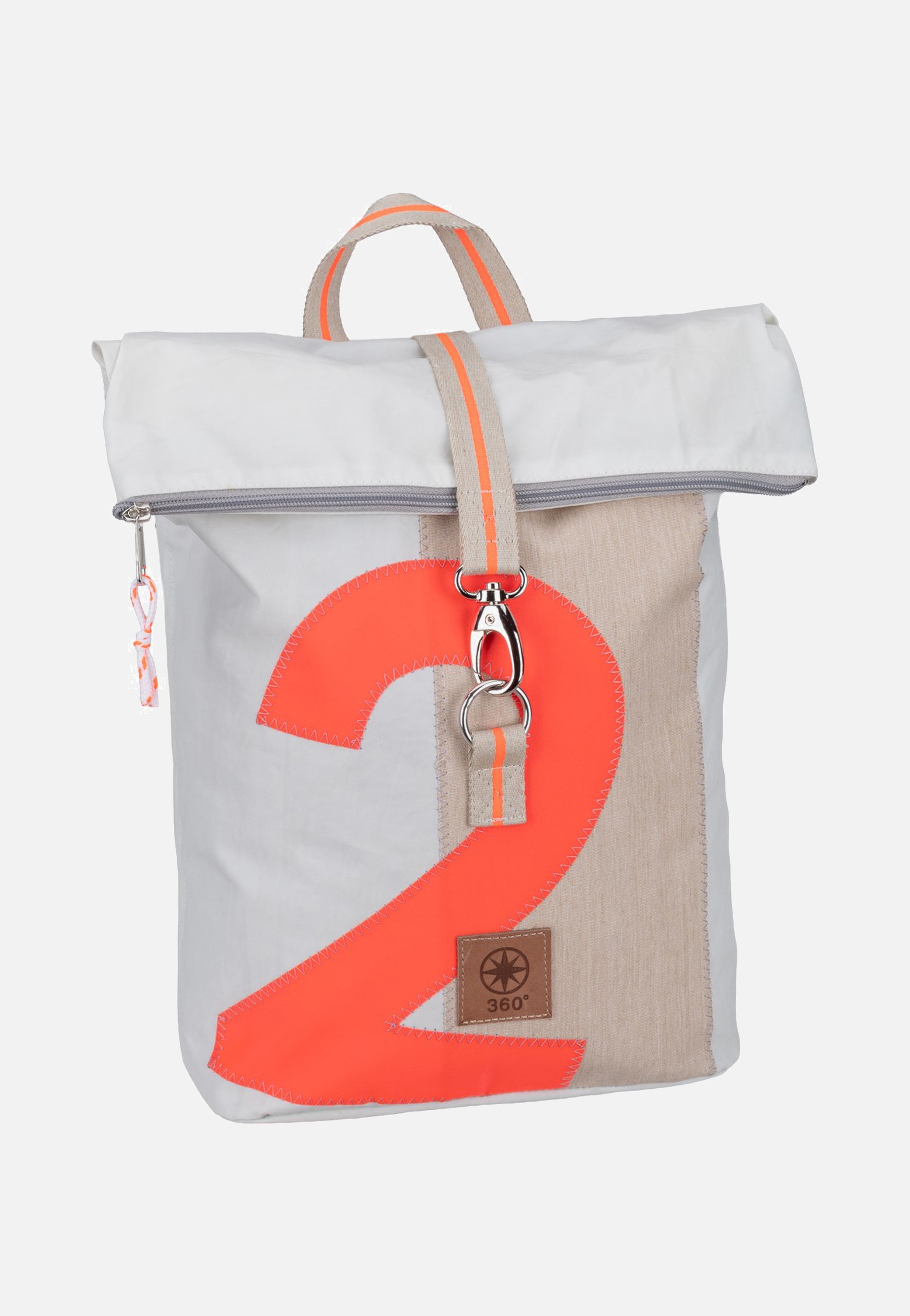 360Grad Möwe Mini Weiss/Sand/Zahl Orange Rolltop Backpack