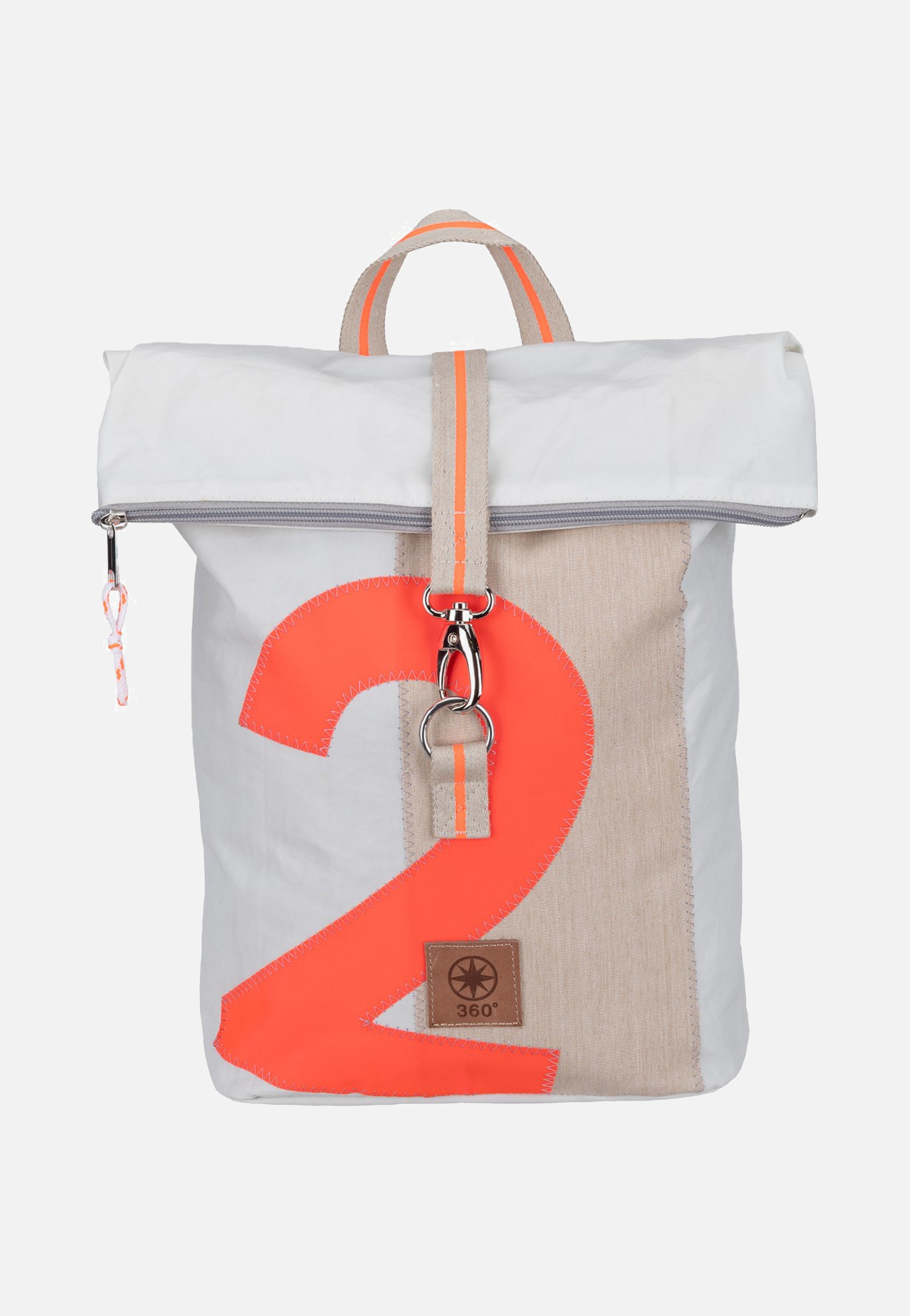 360Grad Möwe Mini Weiss/Sand/Zahl Orange Rolltop Backpack