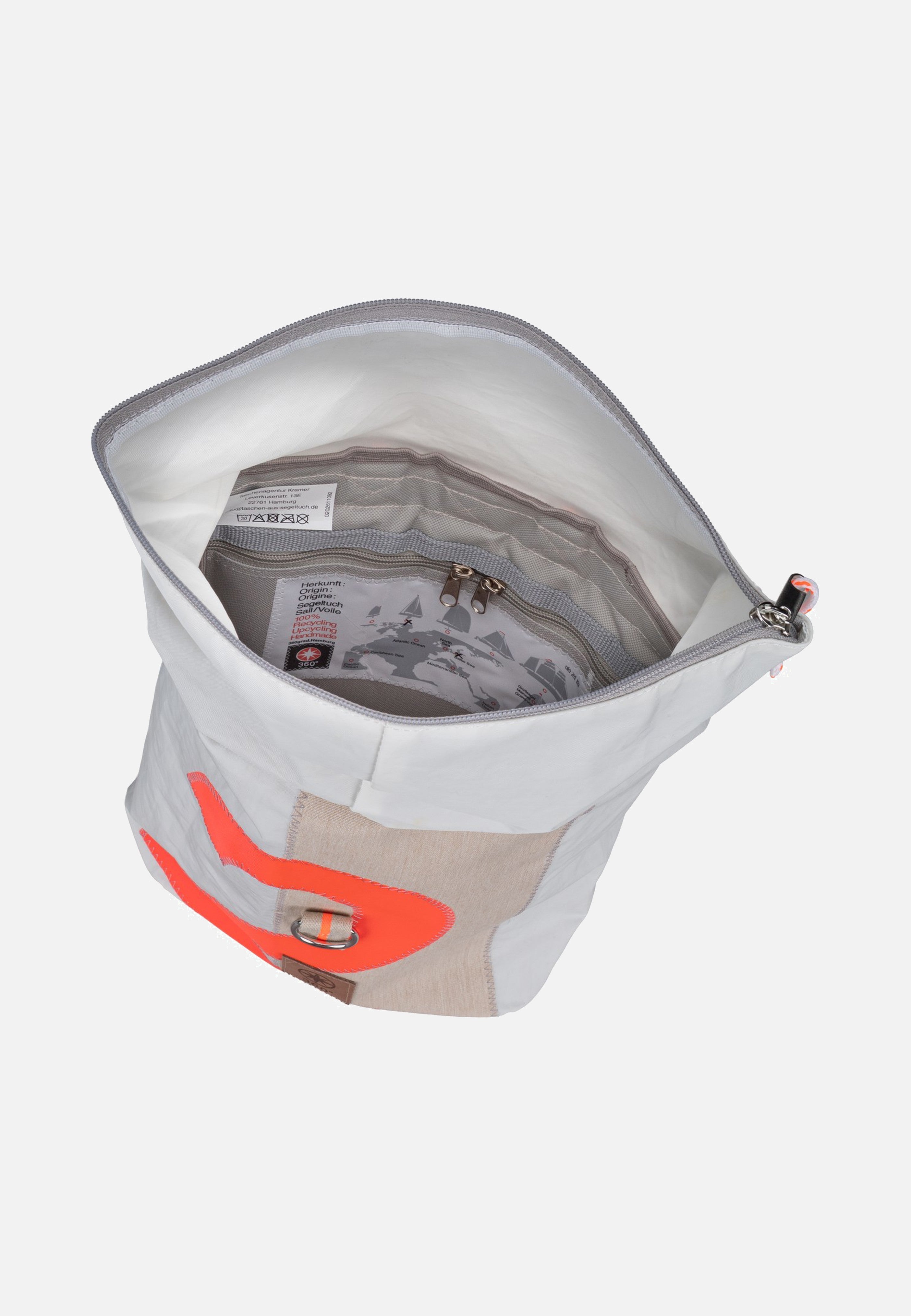 360Grad Möwe Mini Weiss/Sand/Zahl Orange Rolltop Backpack