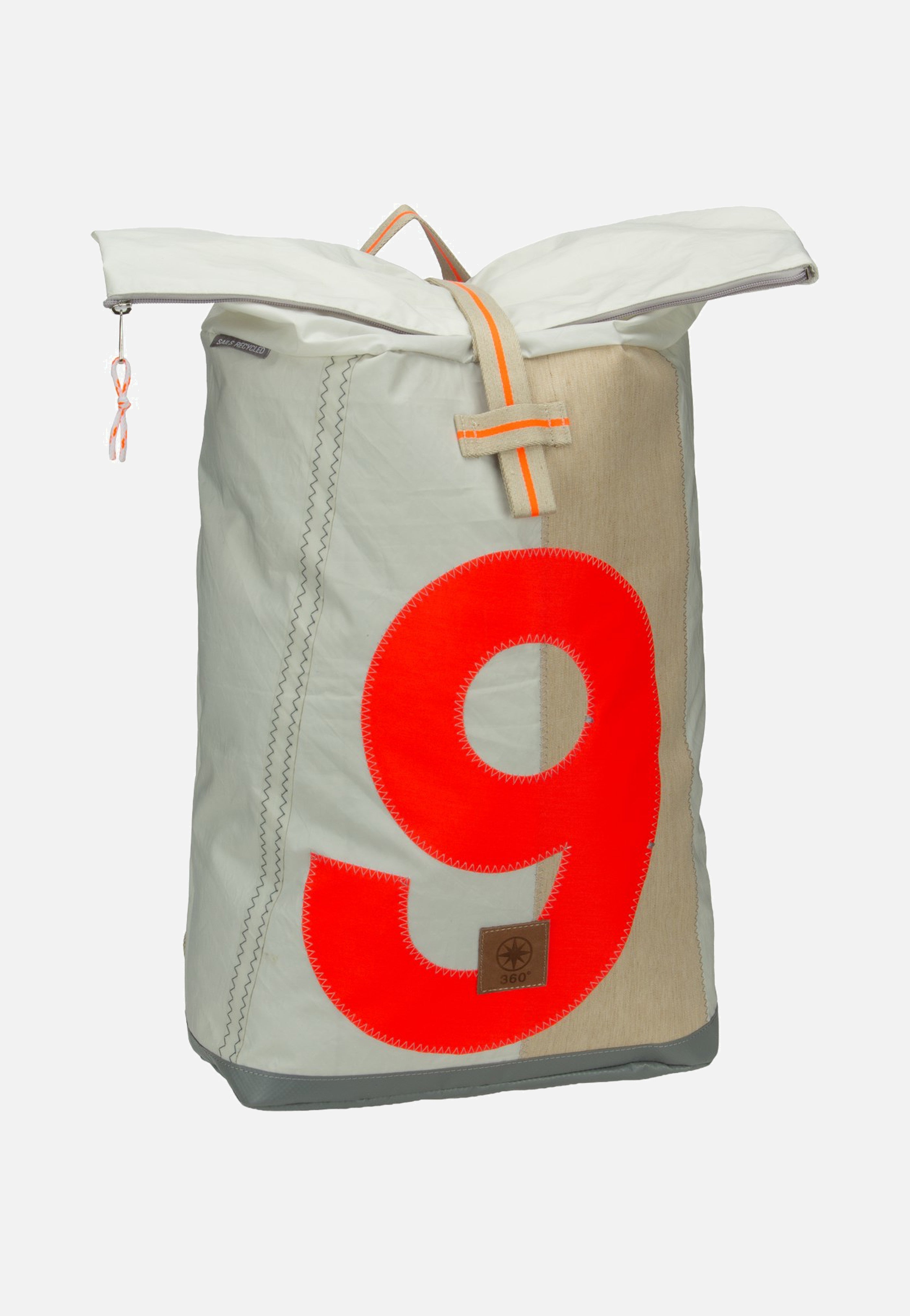 360Grad Tide XL Weiss/Sand/Zahl Orange Rolltop Backpack