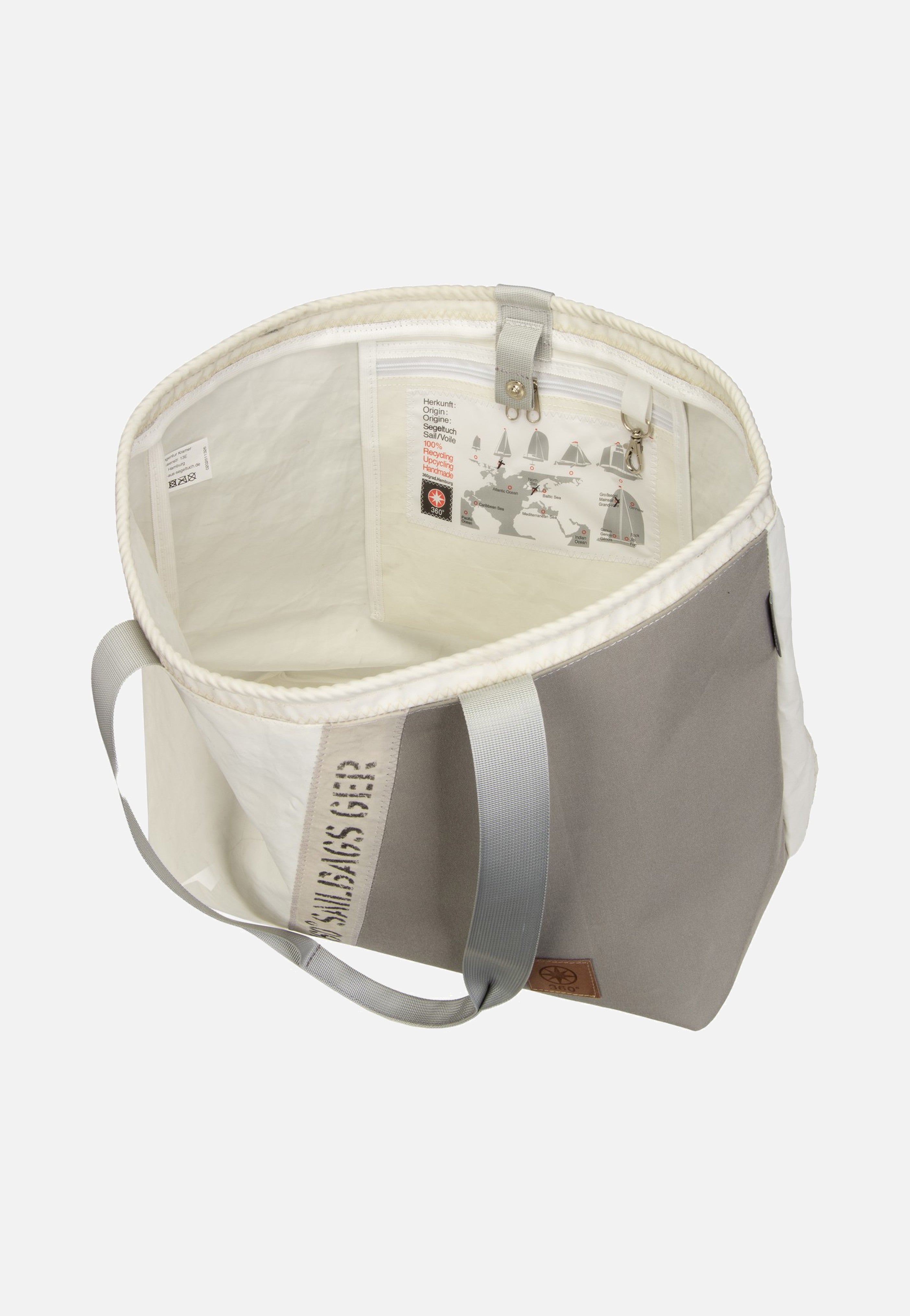 360Grad Watt Stencil Weiss/Grau Shopper