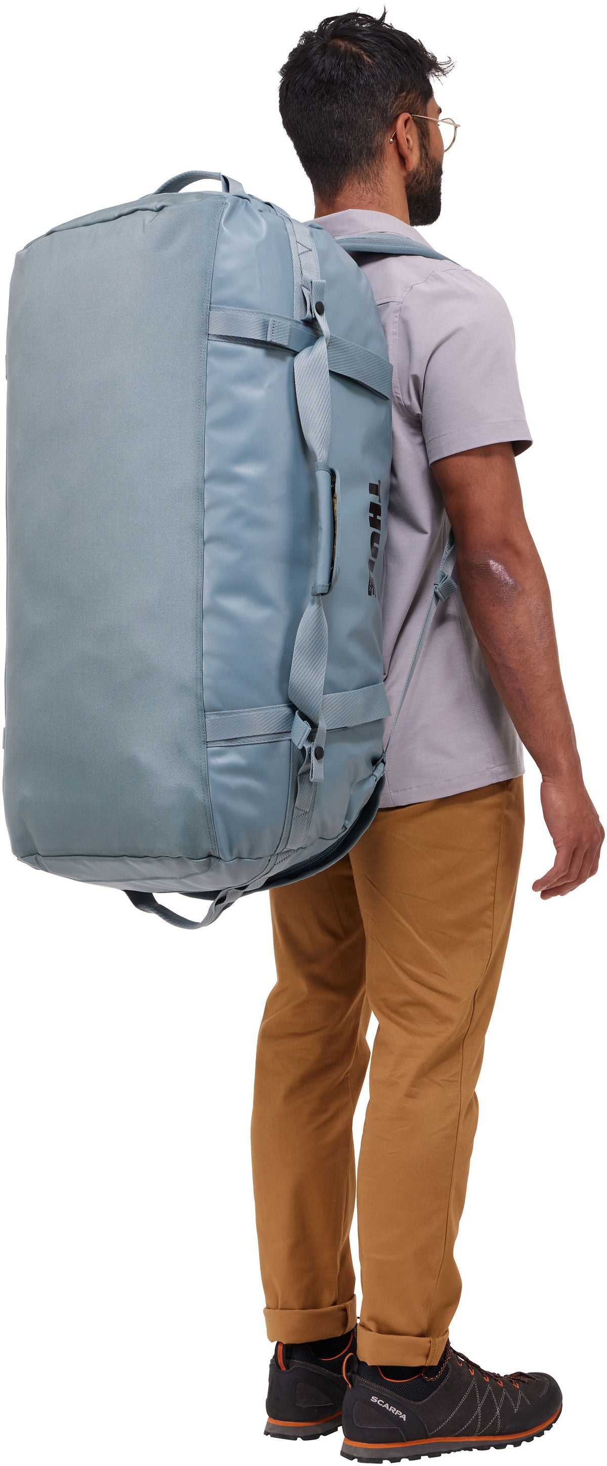 Thule Chasm 90L Pond Gray Dufflebag – Silhouette View
