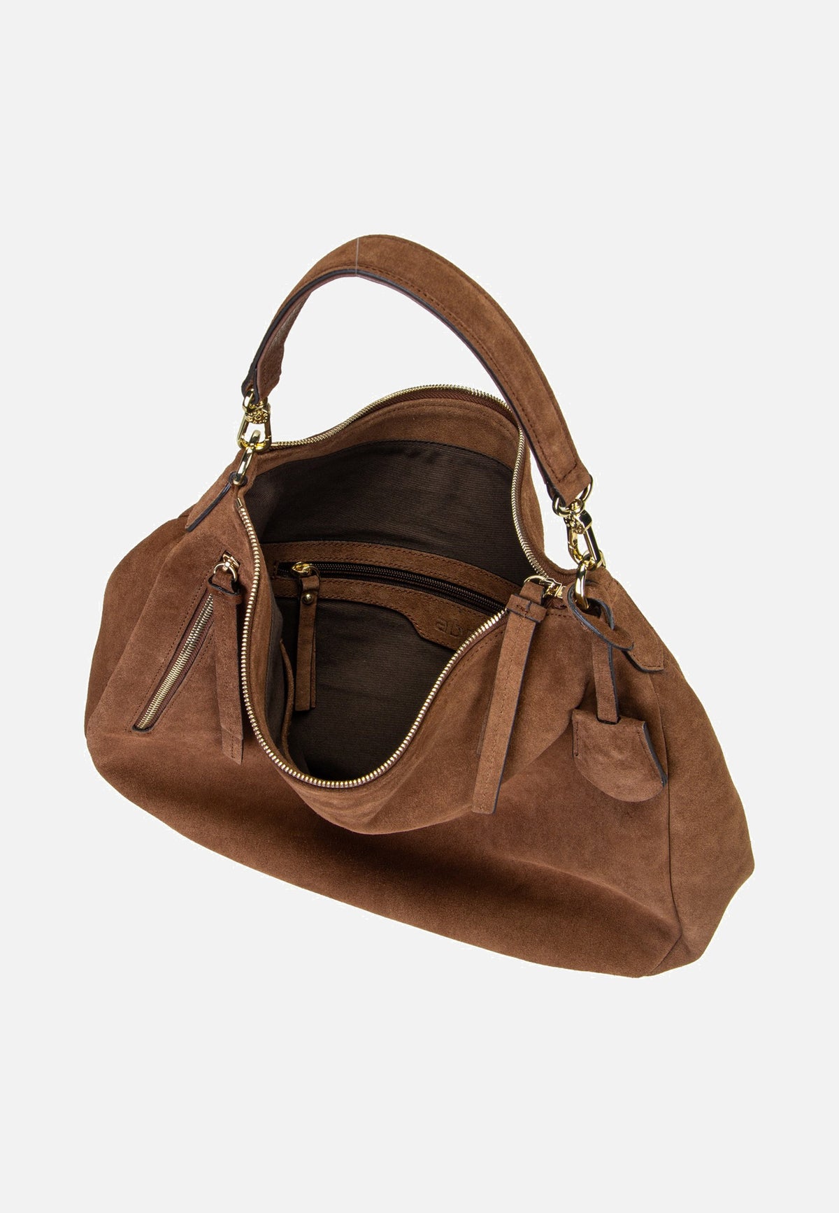 abro Juna Big Suede Wood Hobo Bag