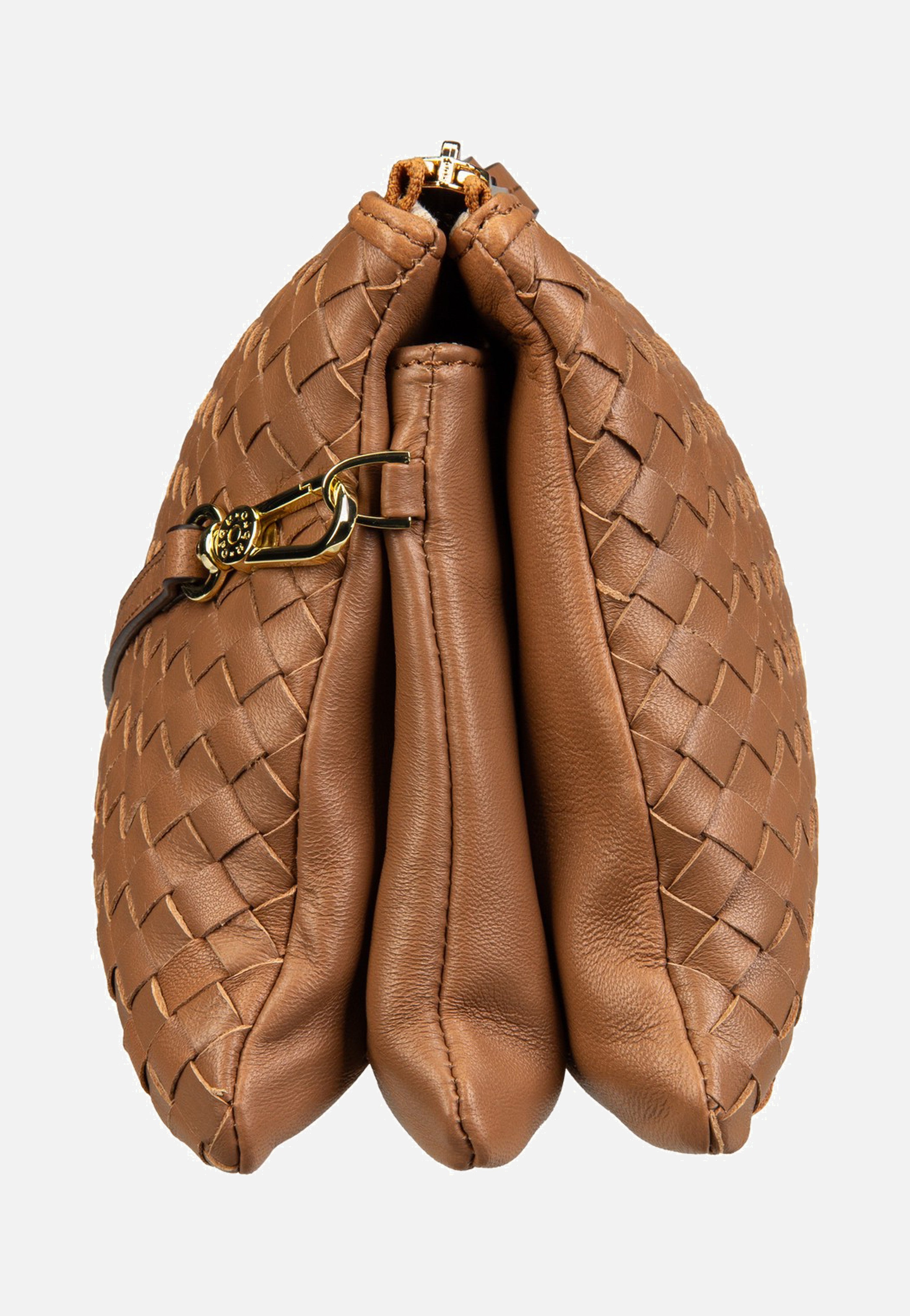 abro Threefold Piuma Weaving Cuoio Crossbody Bag