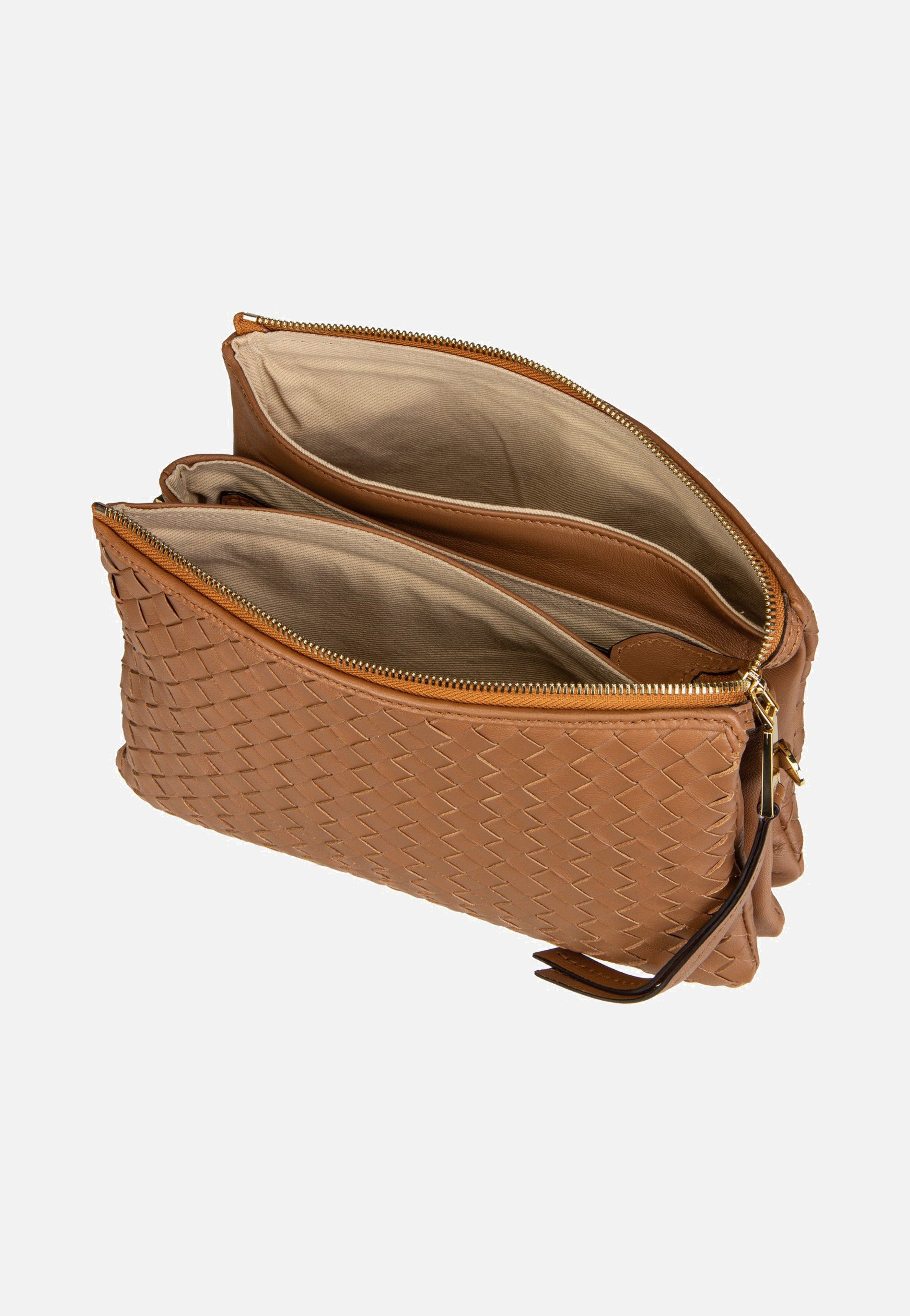 abro Threefold Piuma Weaving Cuoio Crossbody Bag