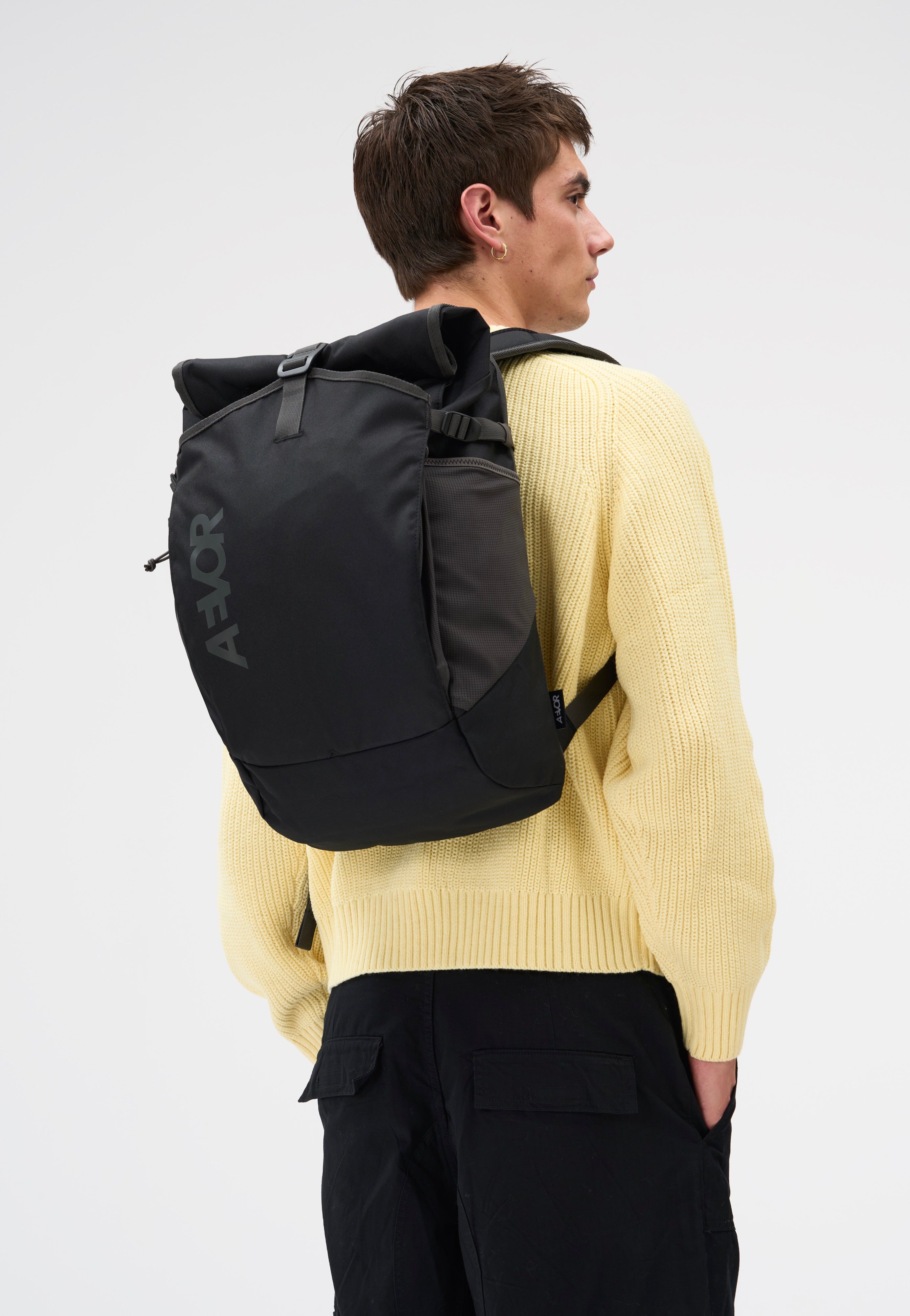 AEVOR Roll Pack Black Charcoal Rolltop Backpack