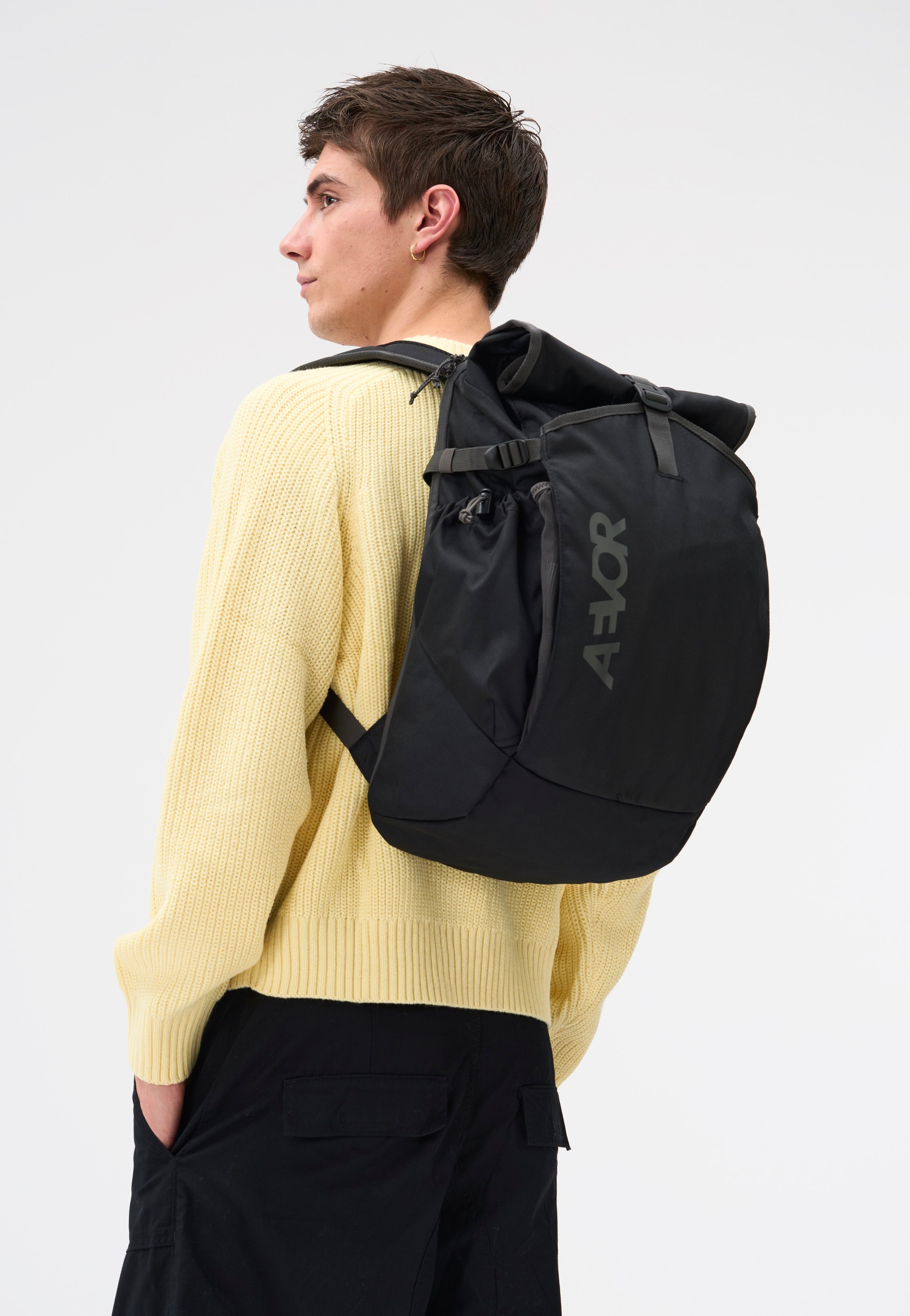 AEVOR Roll Pack Black Charcoal Rolltop Backpack