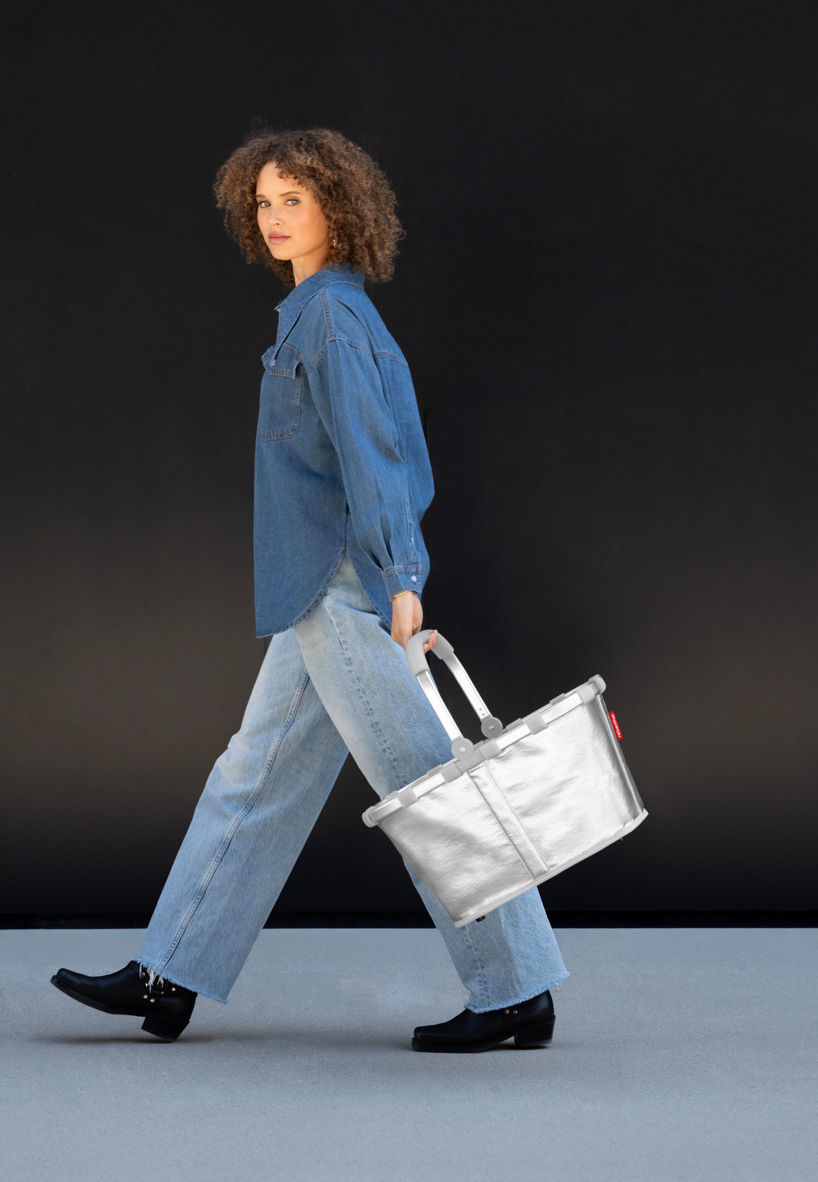 reisenthel Carrybag Silver Crackle Shopping Basket