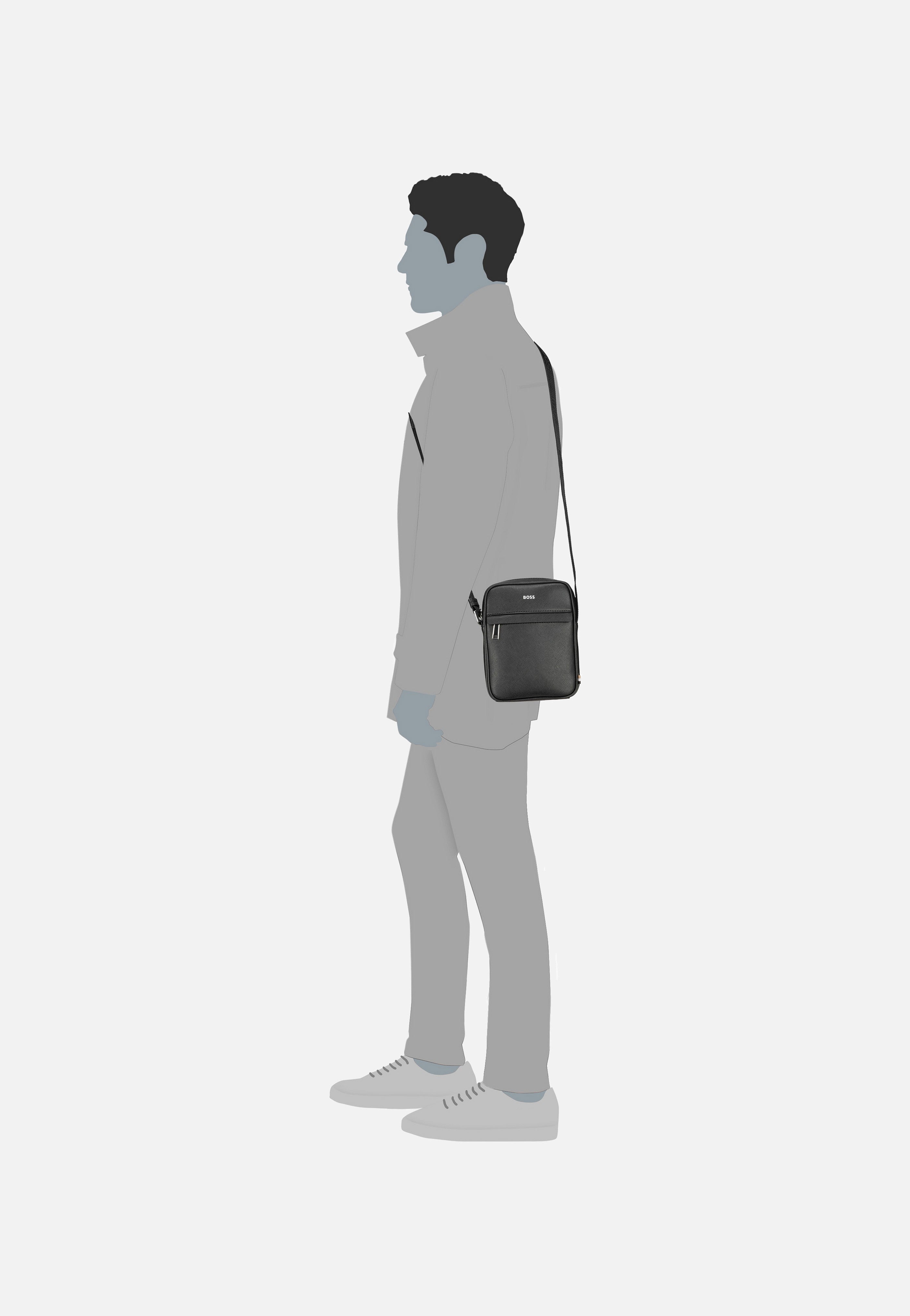 BOSS Zair North South Zip Black Crossbody Bag
