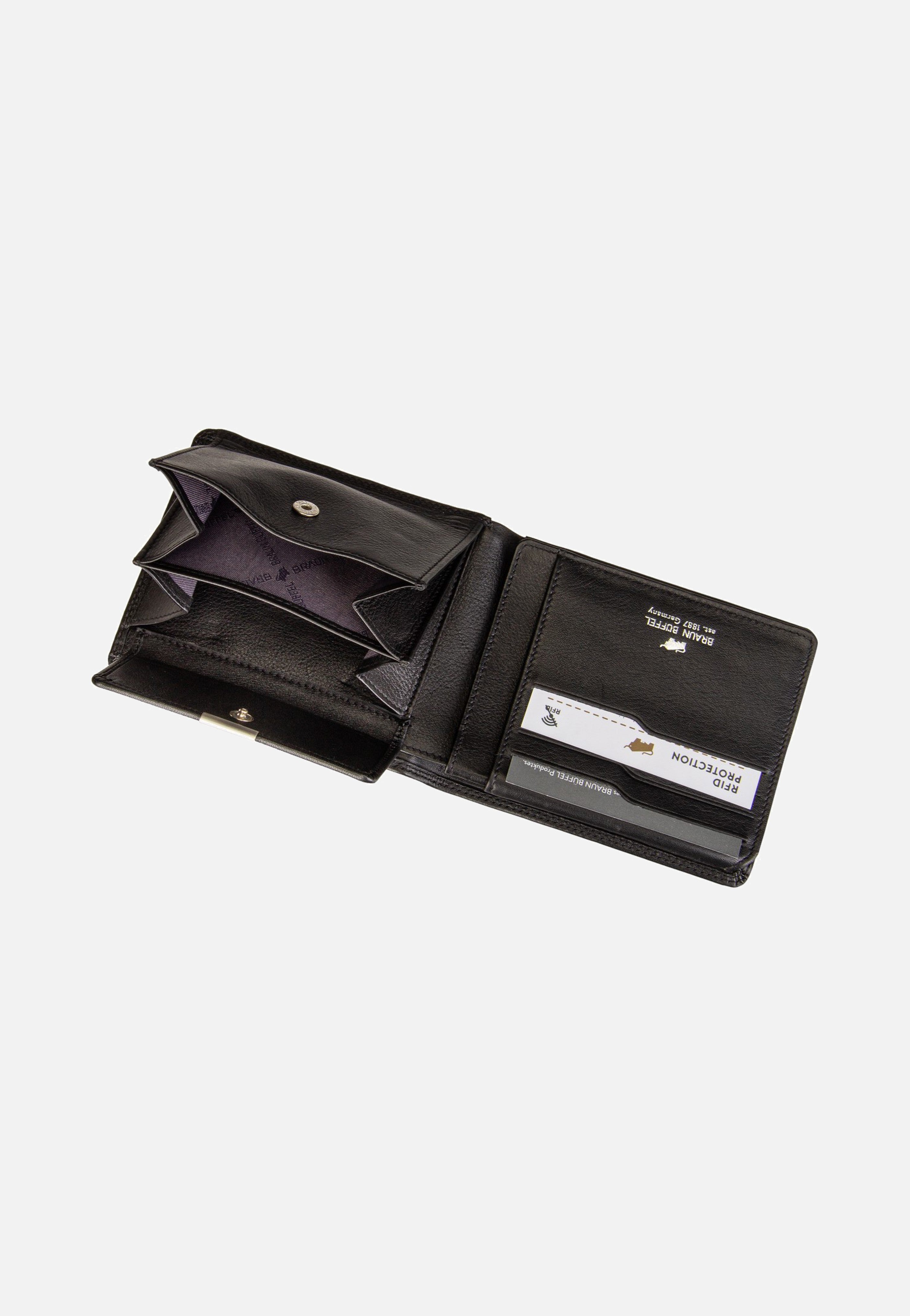 Braun Büffel Golf RFID Coin Wallet 8Cs Black Wallet
