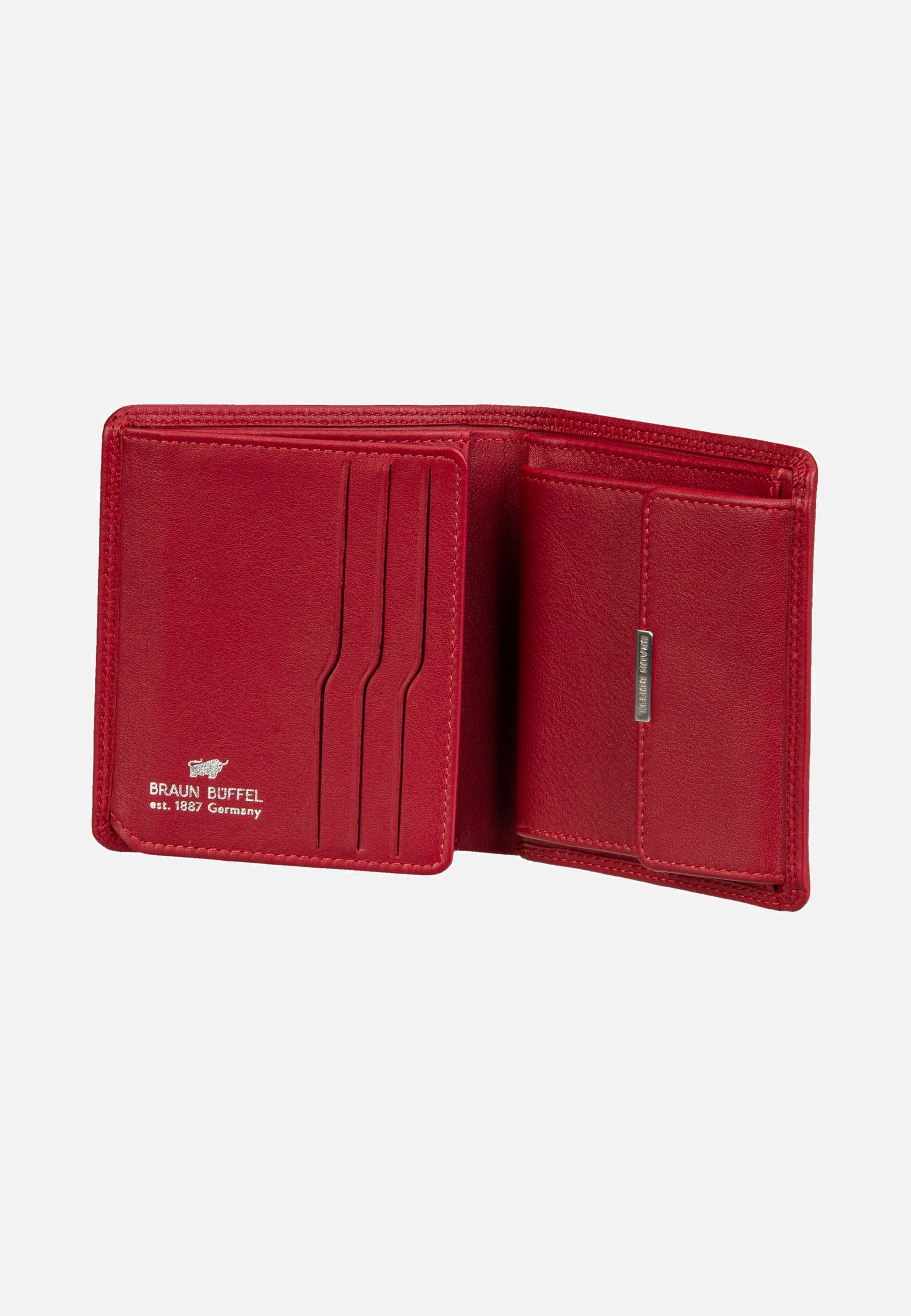 Braun Büffel Golf RFID Coin Wallet Carré 6Cs Red Wallet