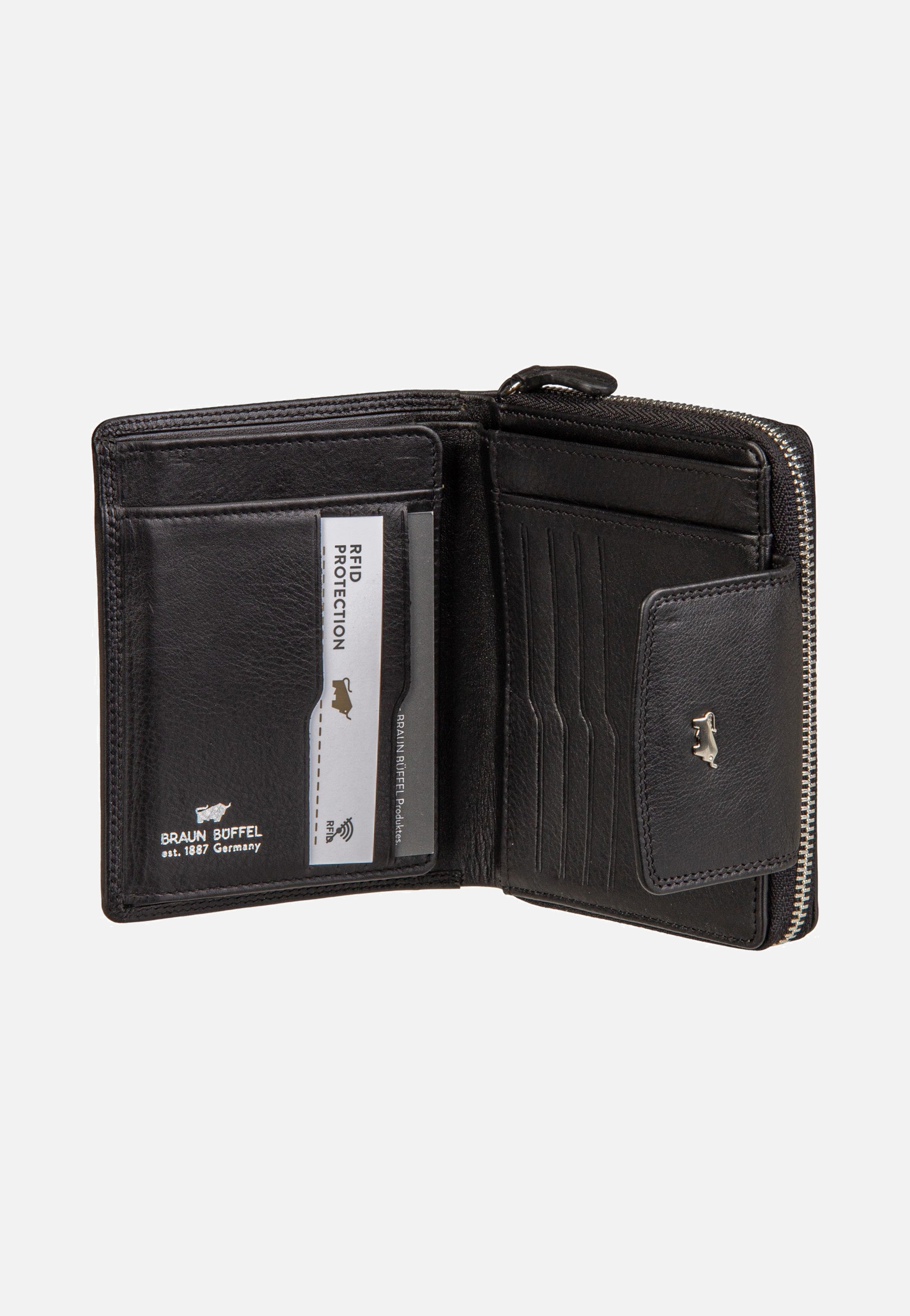 Braun Büffel Golf RFID Zip-Wallet M 12Cs Black Wallet