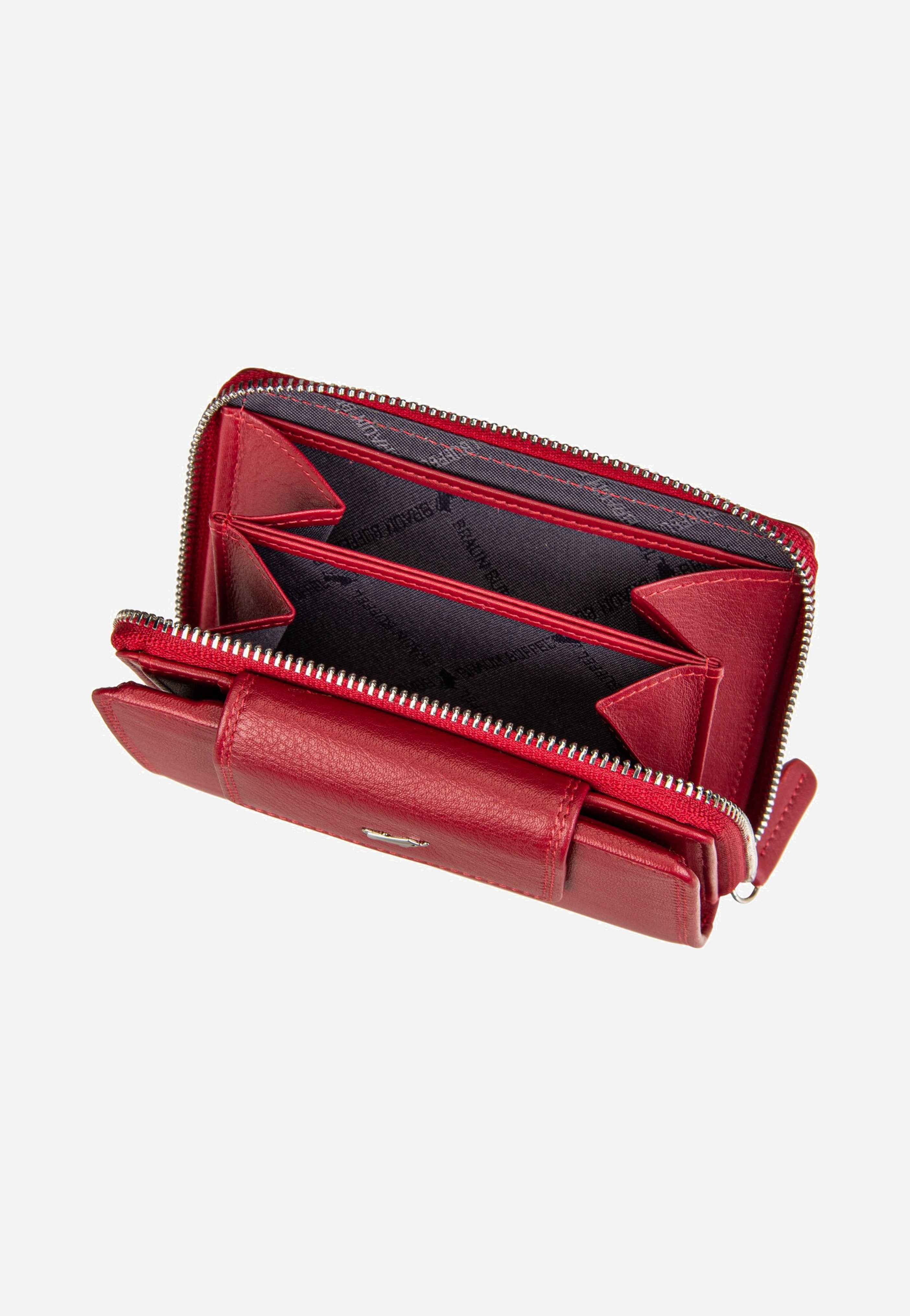 Braun Büffel Golf RFID Zip-Wallet M 12Cs Red Wallet