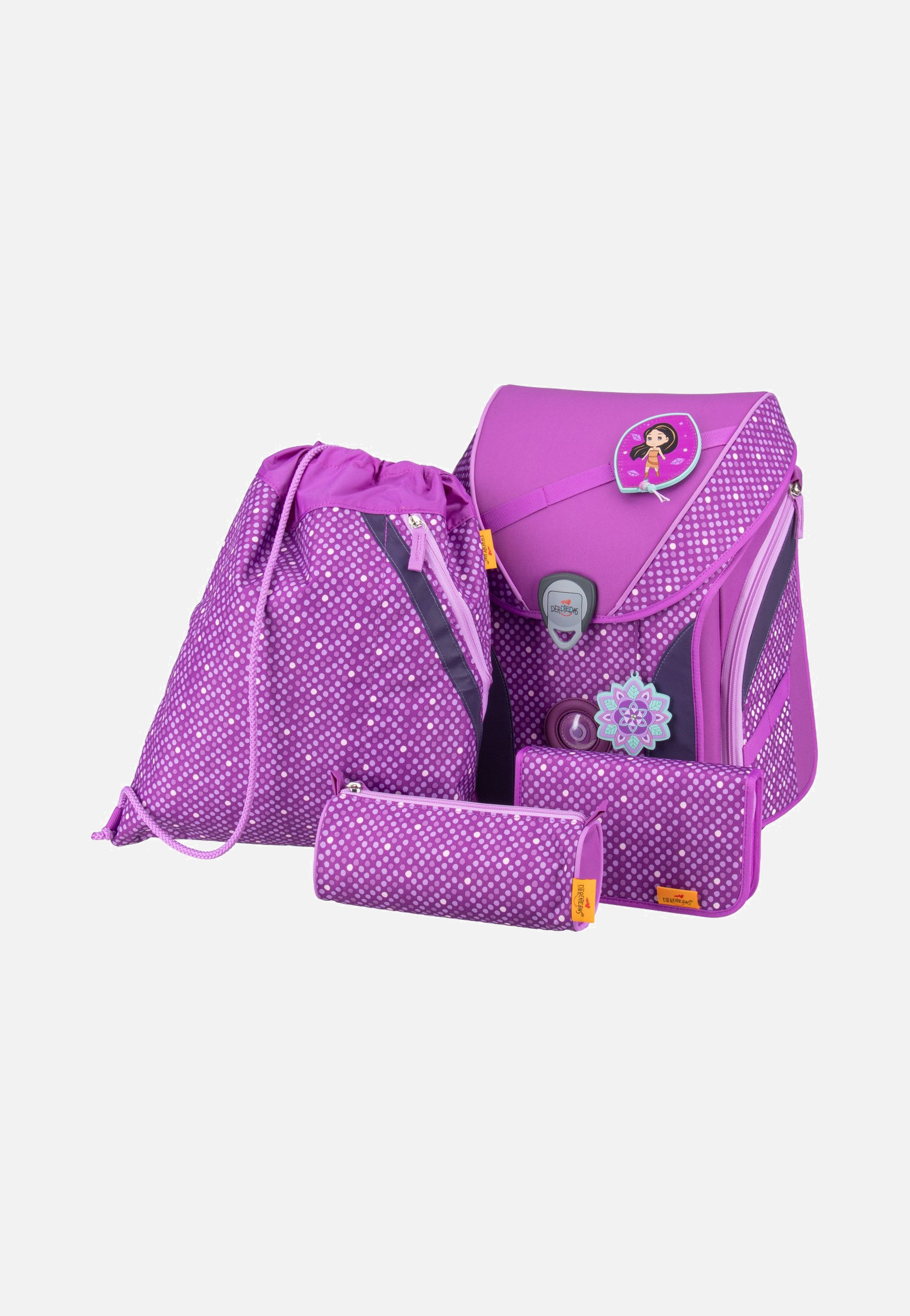 DerDieDas ErgoFlex MAX Set 2 Purple Dots School Backpack