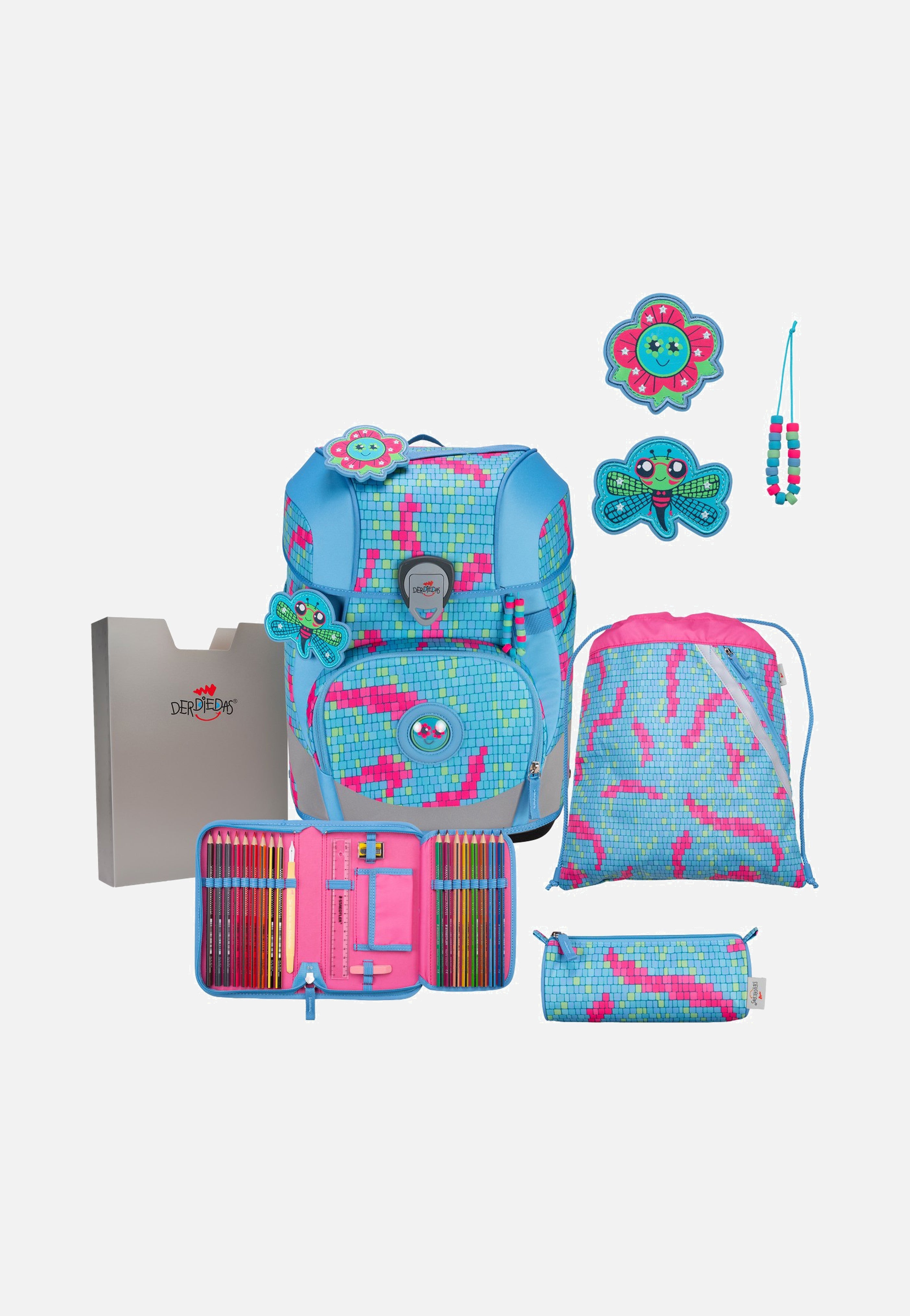 DerDieDas ErgoFlex Tiny Set Happy Pixel School Backpack