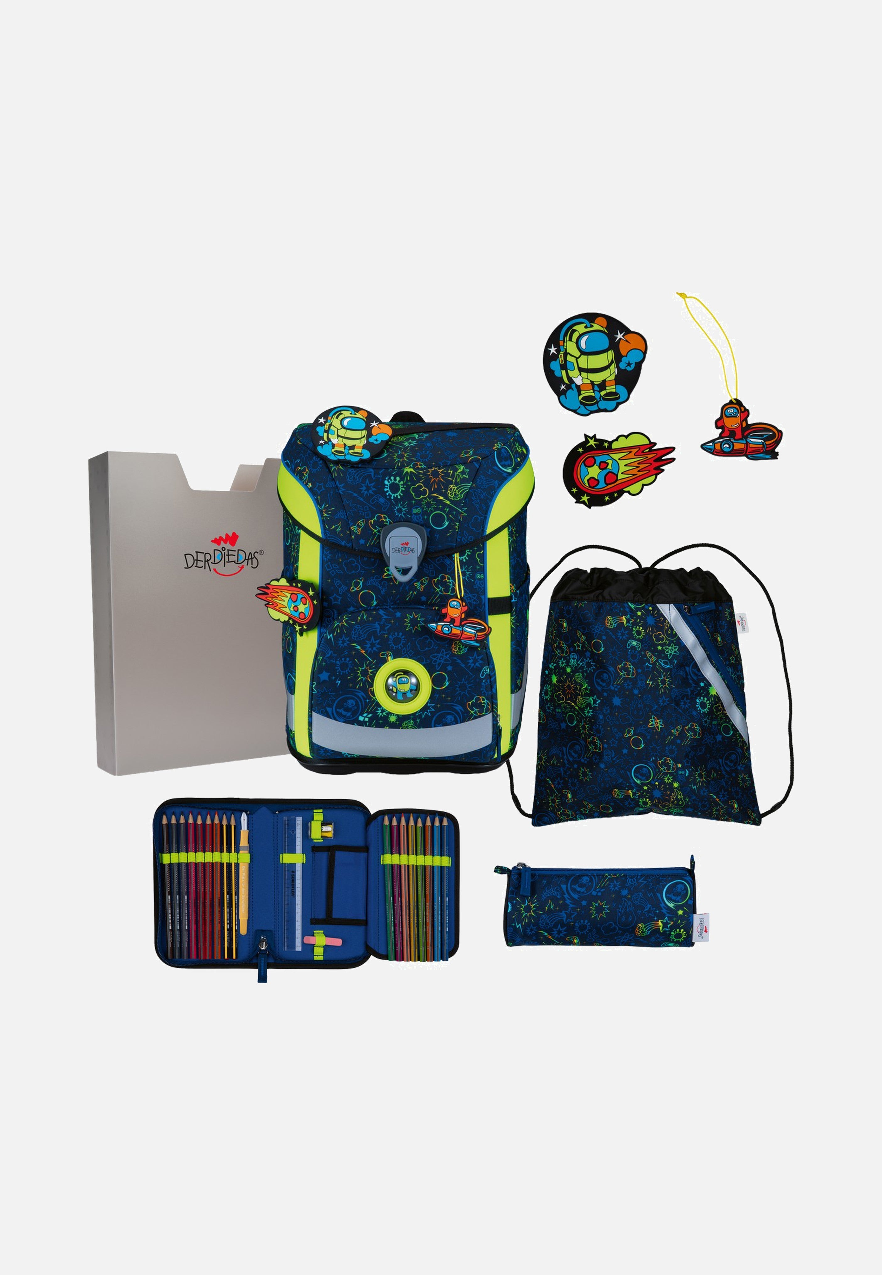 DerDieDas ErgoFlex Easy Set Neon Crazy School Backpack