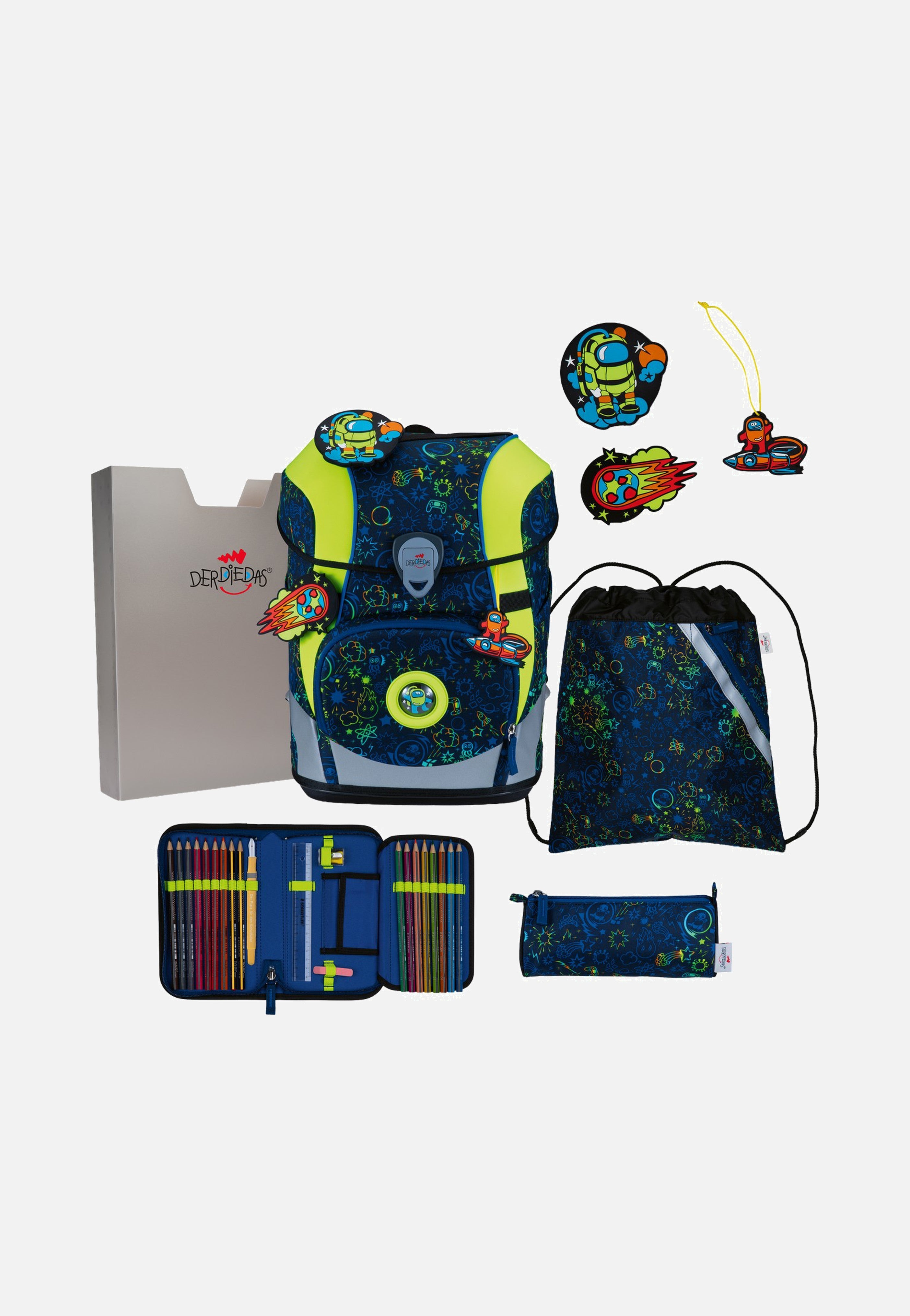DerDieDas ErgoFlex Tiny Set Neon Crazy School Backpack