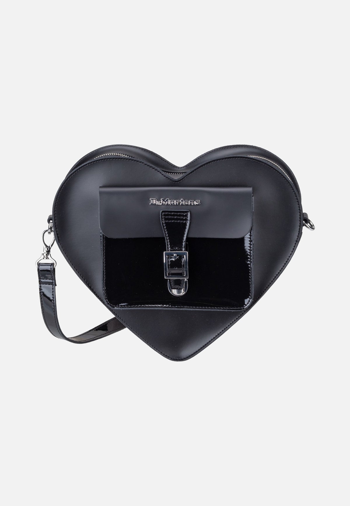 Dr. Martens Heart Backpack Black Kiev Patent Lamper Smooth Mochila
