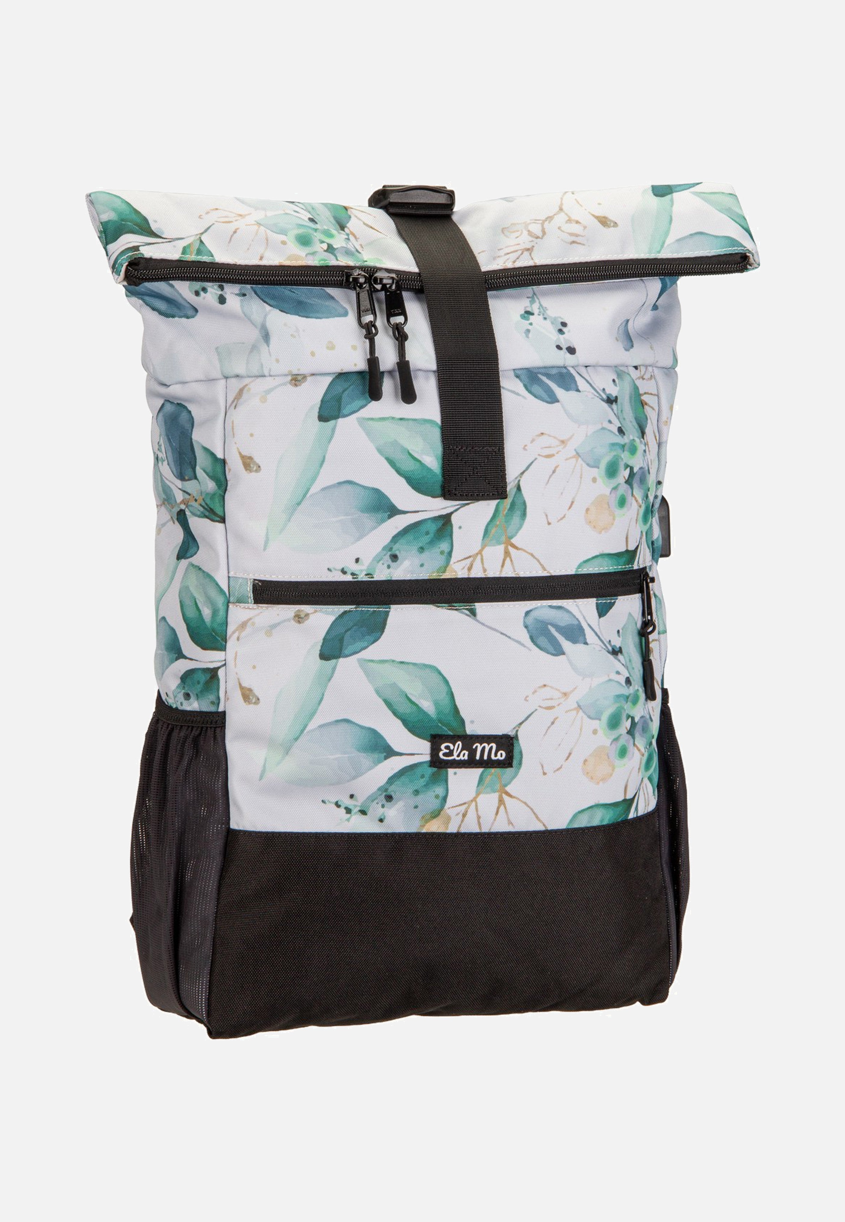 Ela Mo Rolltop Waterleaf Gold Rolltop Backpack