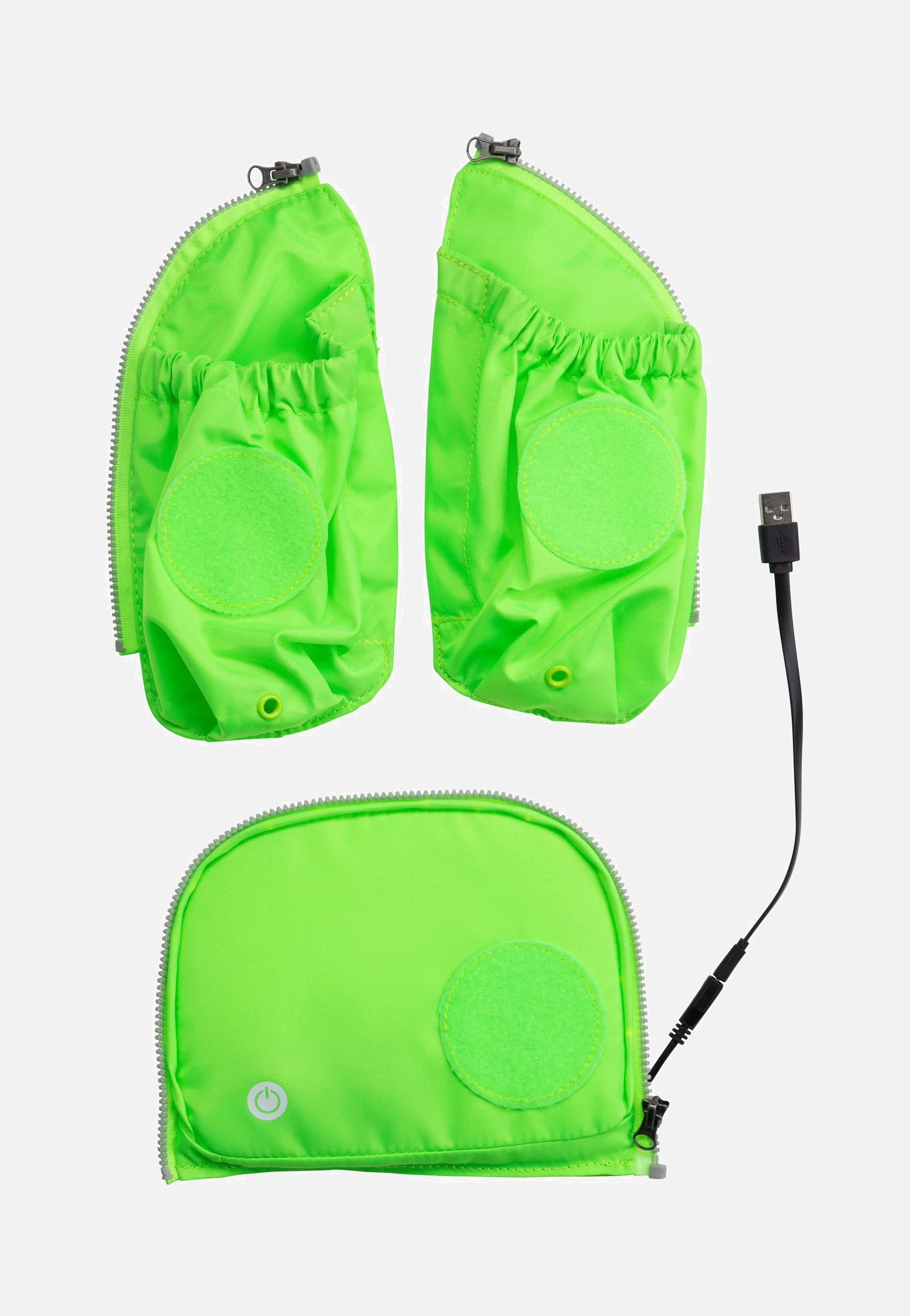 ergobag LED Fluo Seitentaschen Zip-Set Grün School Accessorie