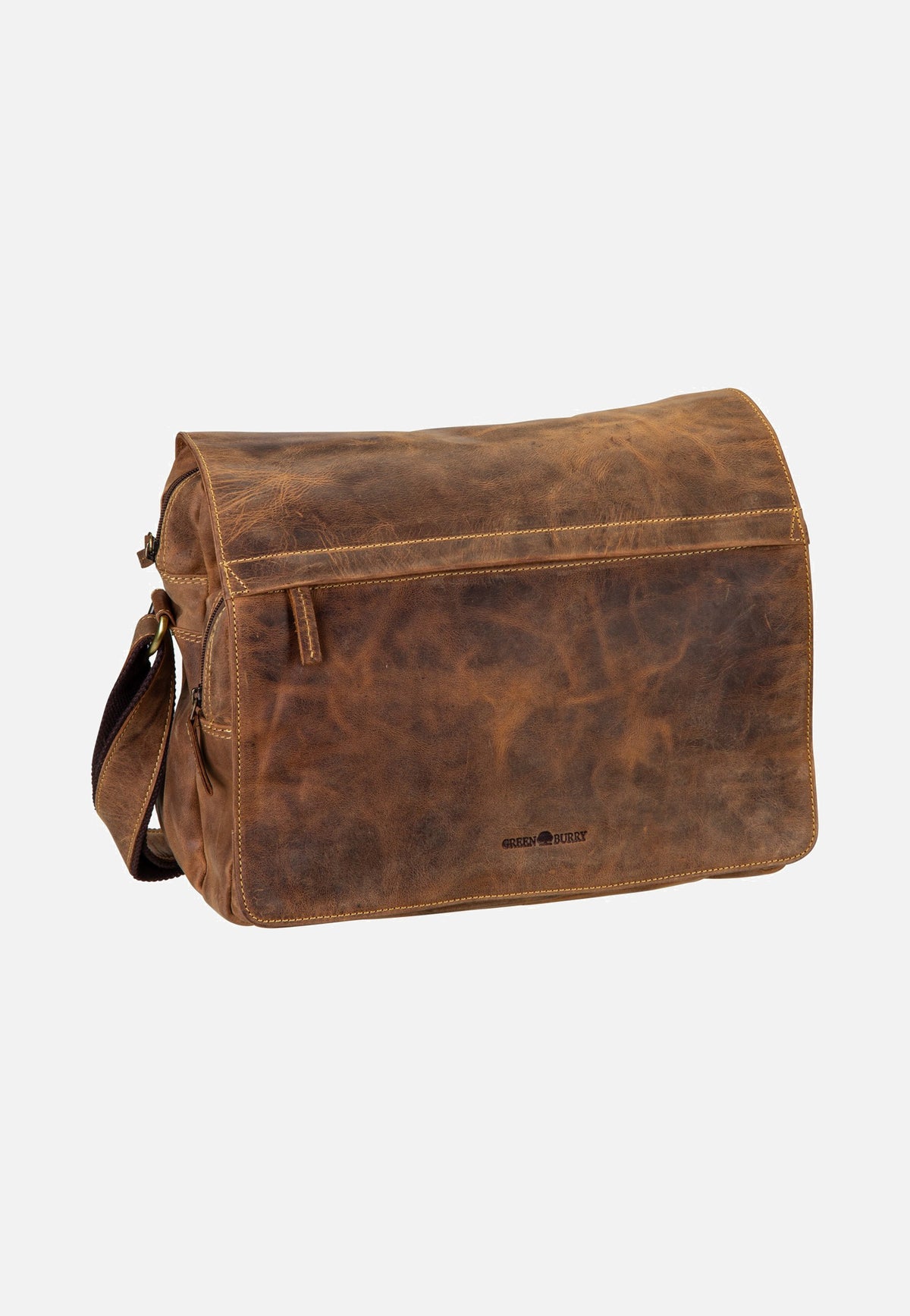 Greenburry Vintage 1766 A4 Leder Sattelbraun Messenger Bag