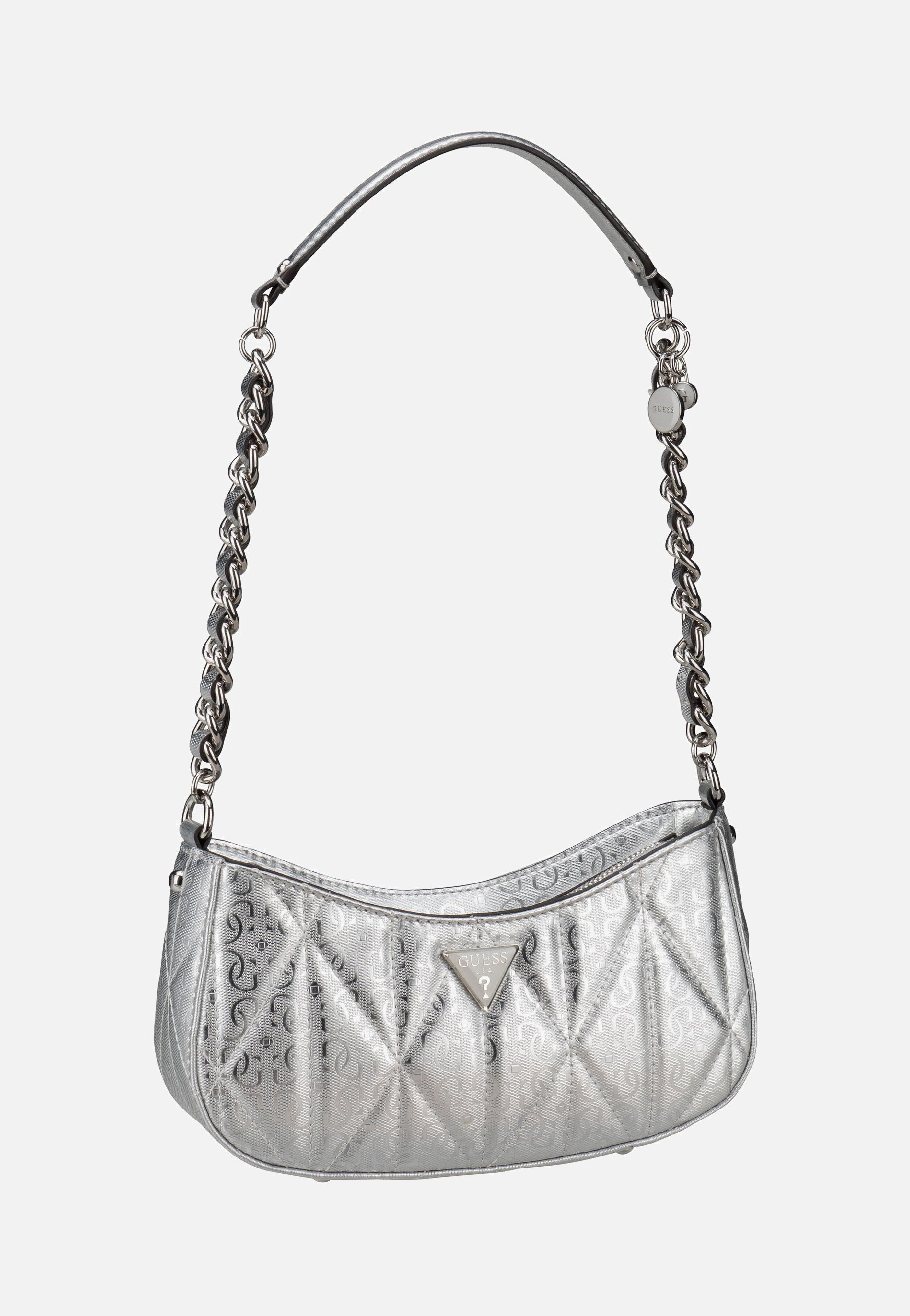 Guess Aldina Top Zip SHB 63170 Silver Evening Bag
