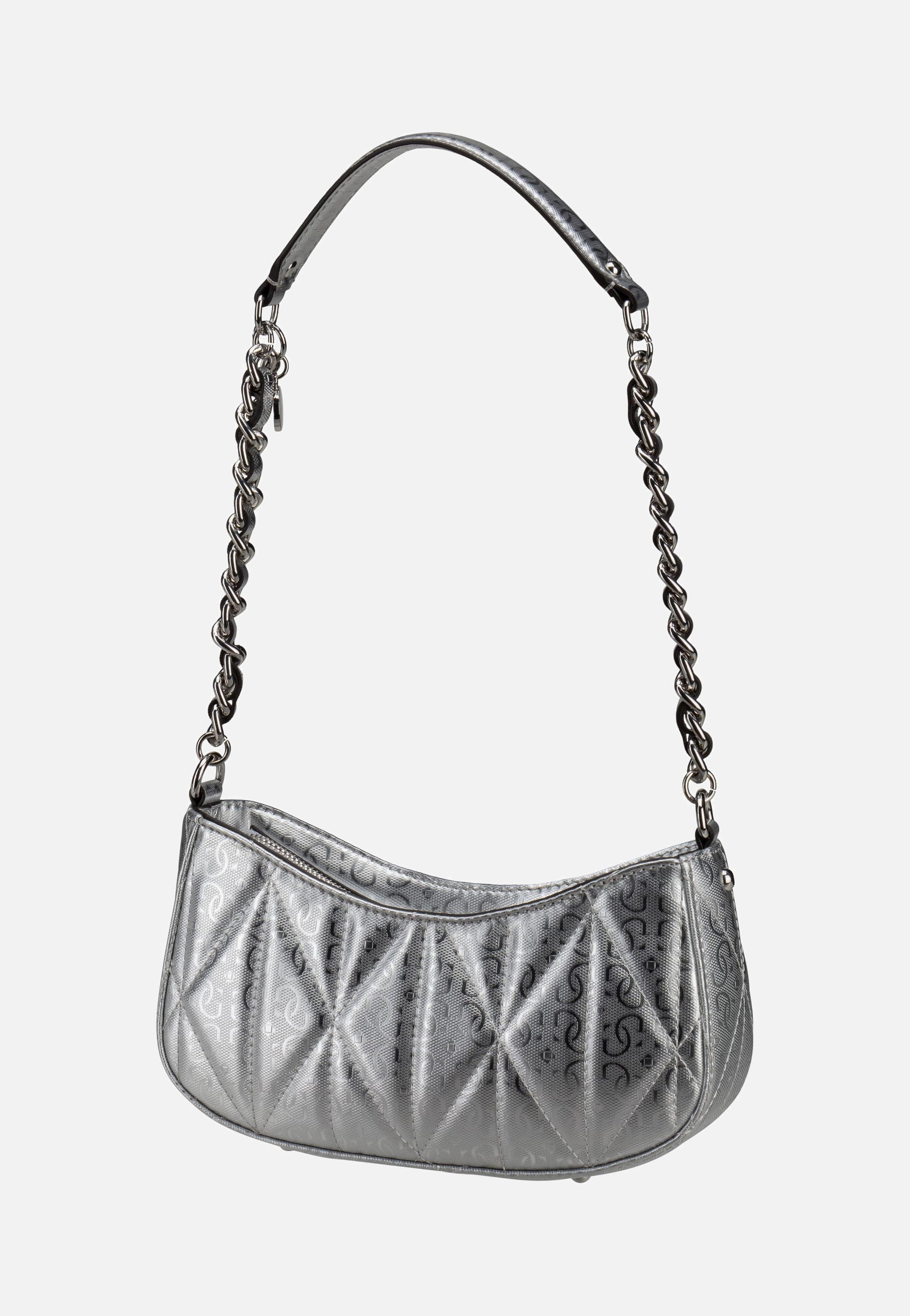 Guess Aldina Top Zip SHB 63170 Silver Evening Bag