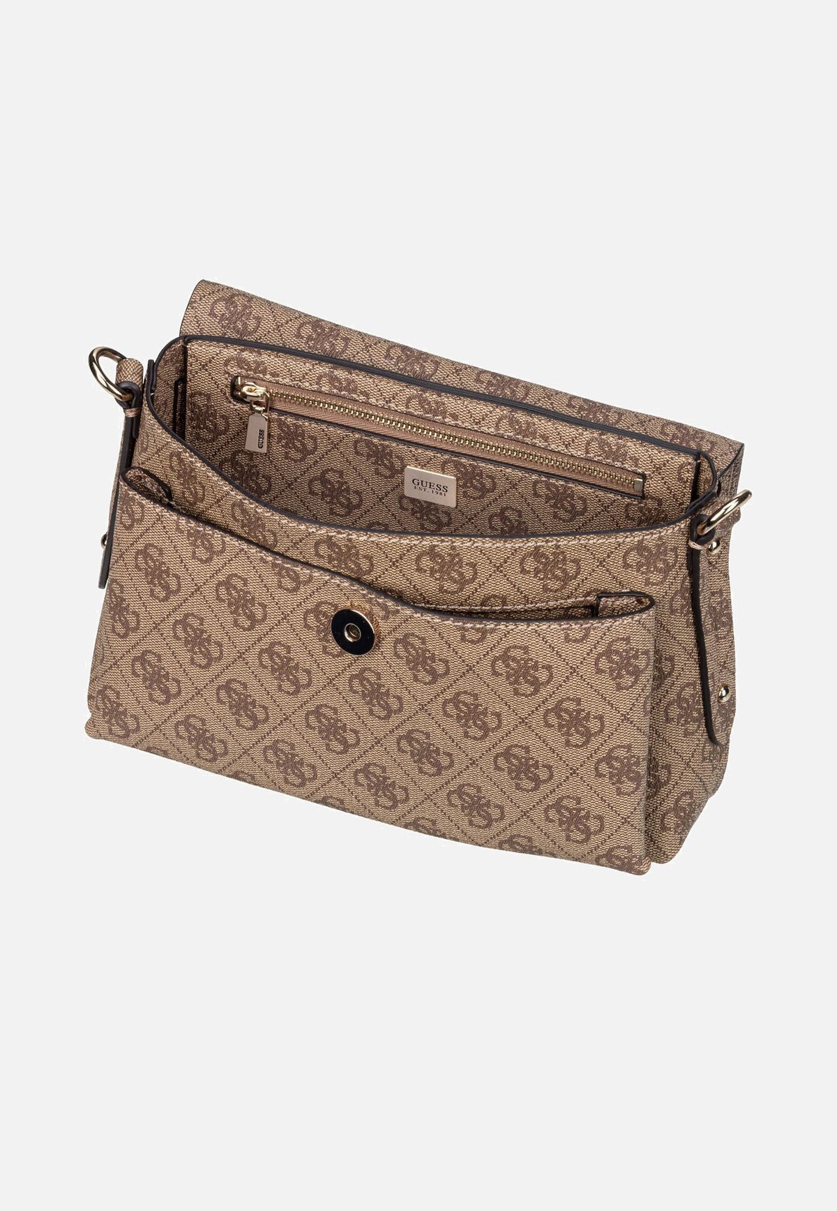 Guess Brenton Flap Logo 48190 Latte Shoulder Bag
