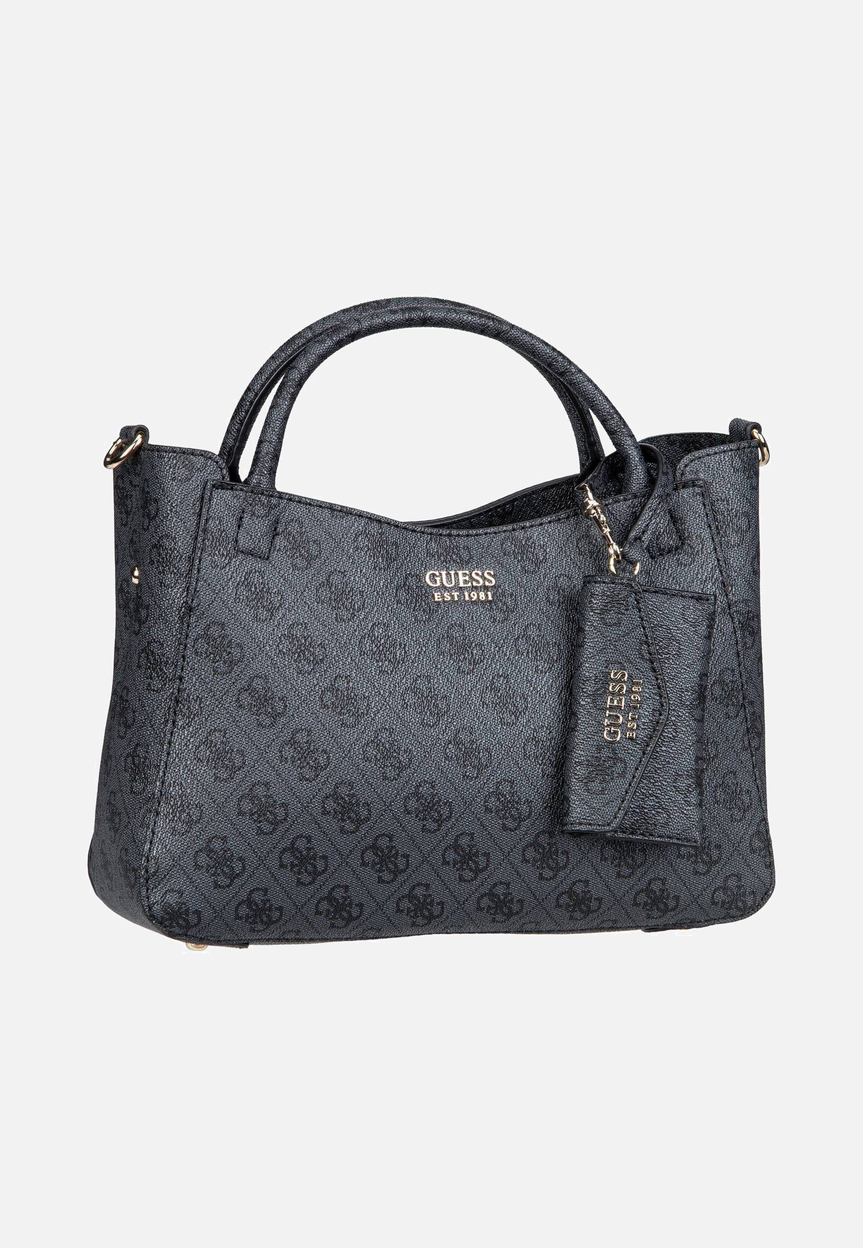 Guess - Brenton Small Girlfriend SAT 48050 Logo Coal - Handle Bag | Women-Image