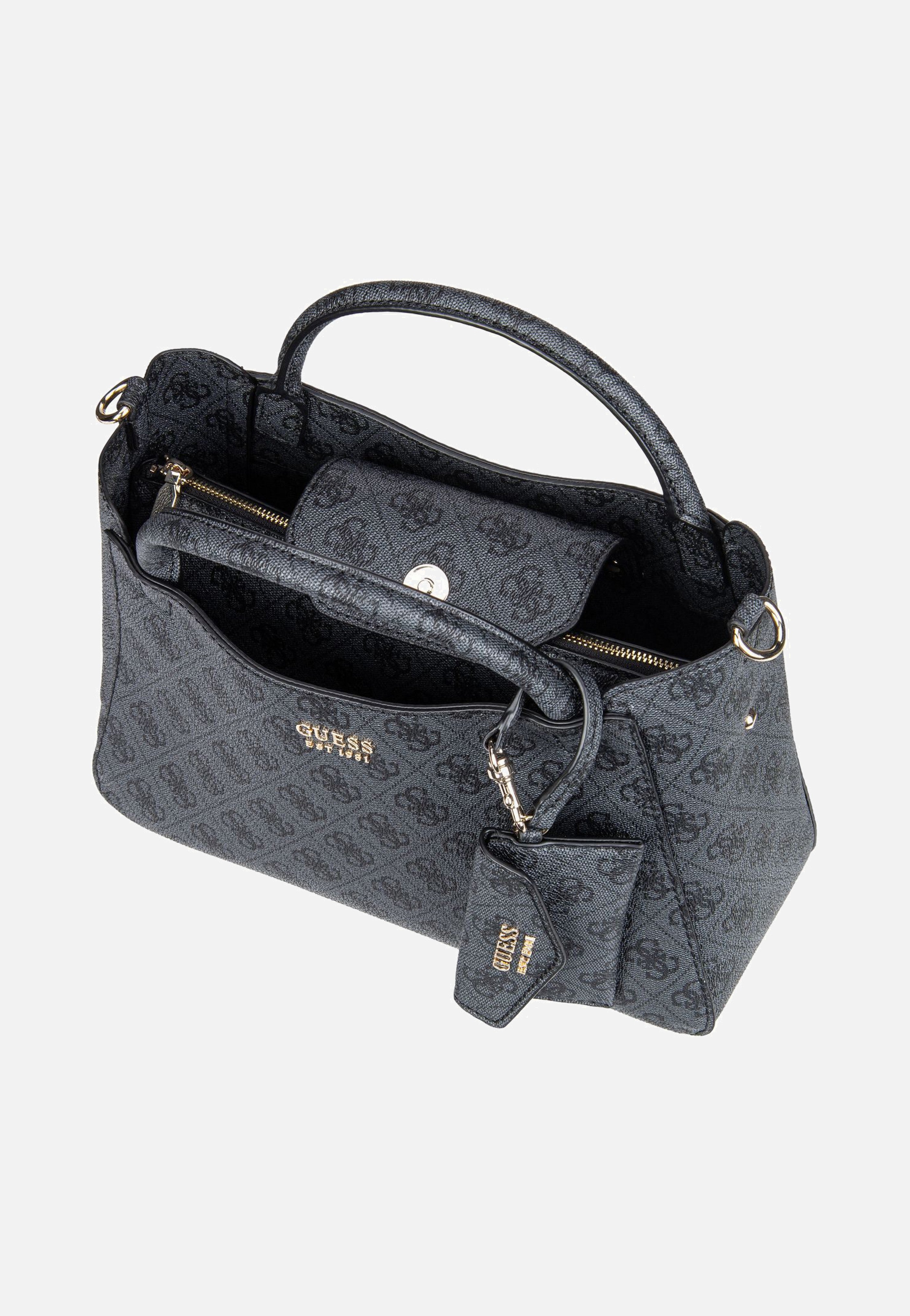 Guess - Brenton Small Girlfriend SAT 48050 Logo Coal - Handle Bag | Women-Image