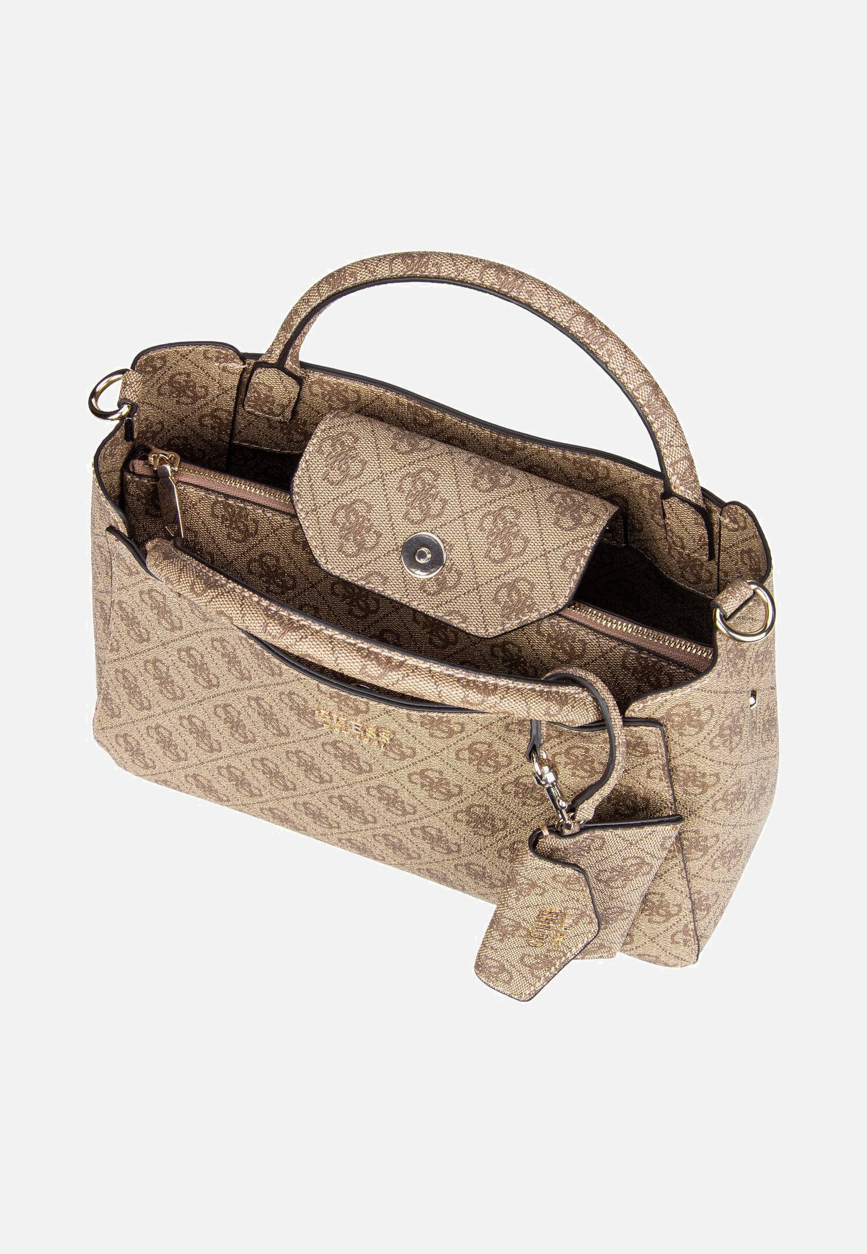 Guess - Brenton Small Girlfriend SAT 48050 Logo Latte - Handle Bag | Women-Image