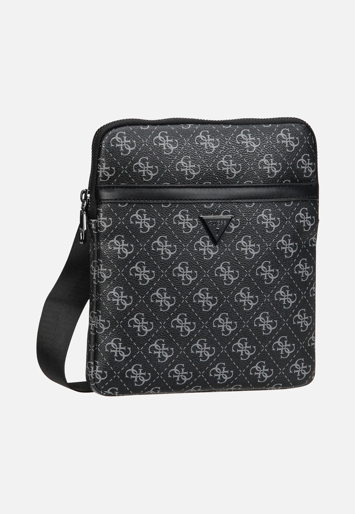 Guess Milano Eco Grain Double Flat Dark Black Borsa a tracolla