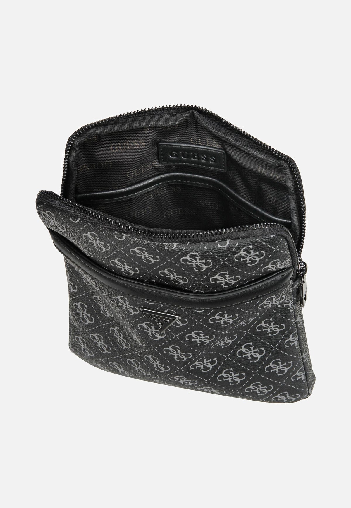 Guess Milano Eco Grain Double Flat Dark Black Borsa a tracolla