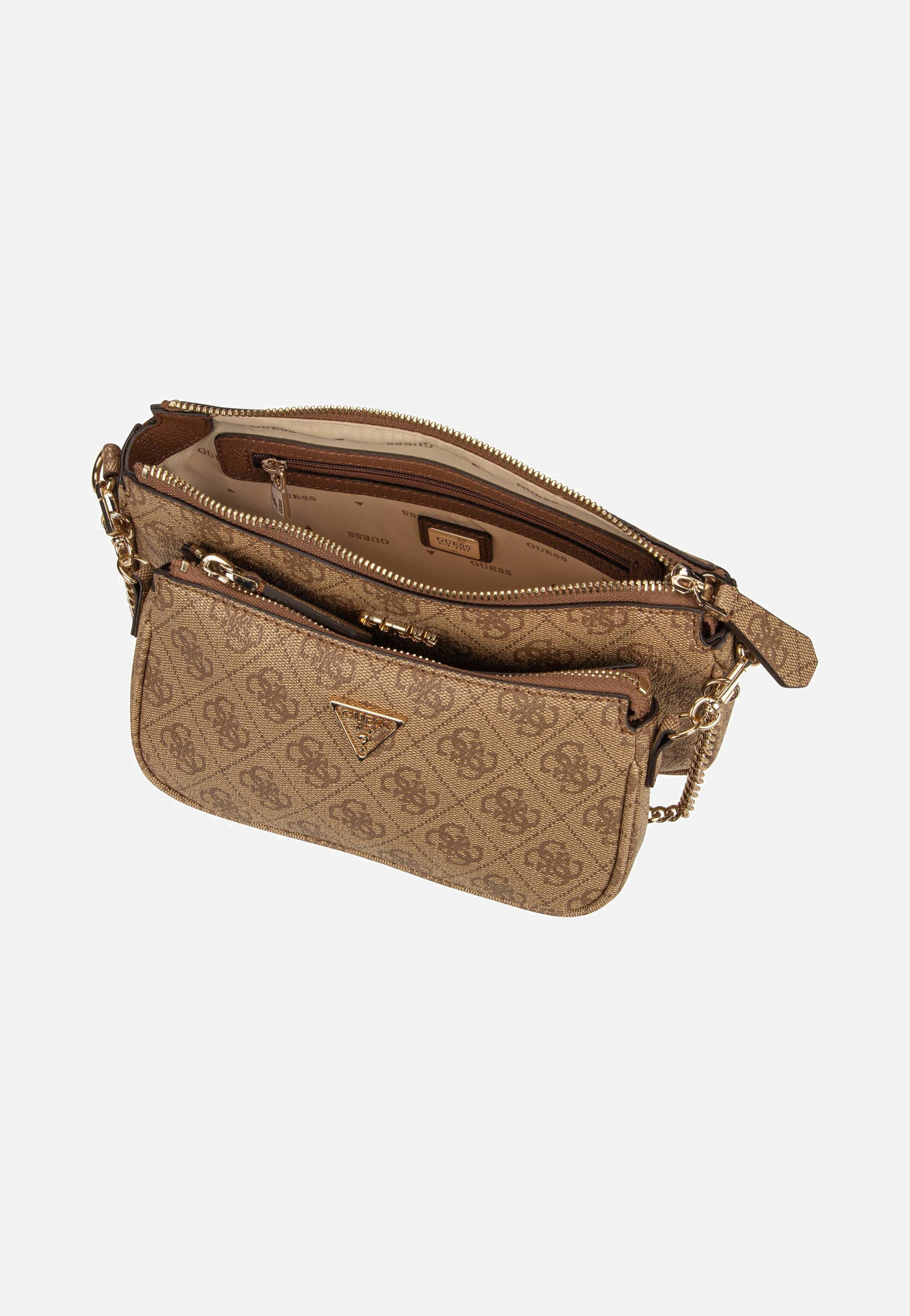 Guess - Noelle II Double Pouch CB 72710 Logo Latte/Brown - Crossbody Bag | Women-Image