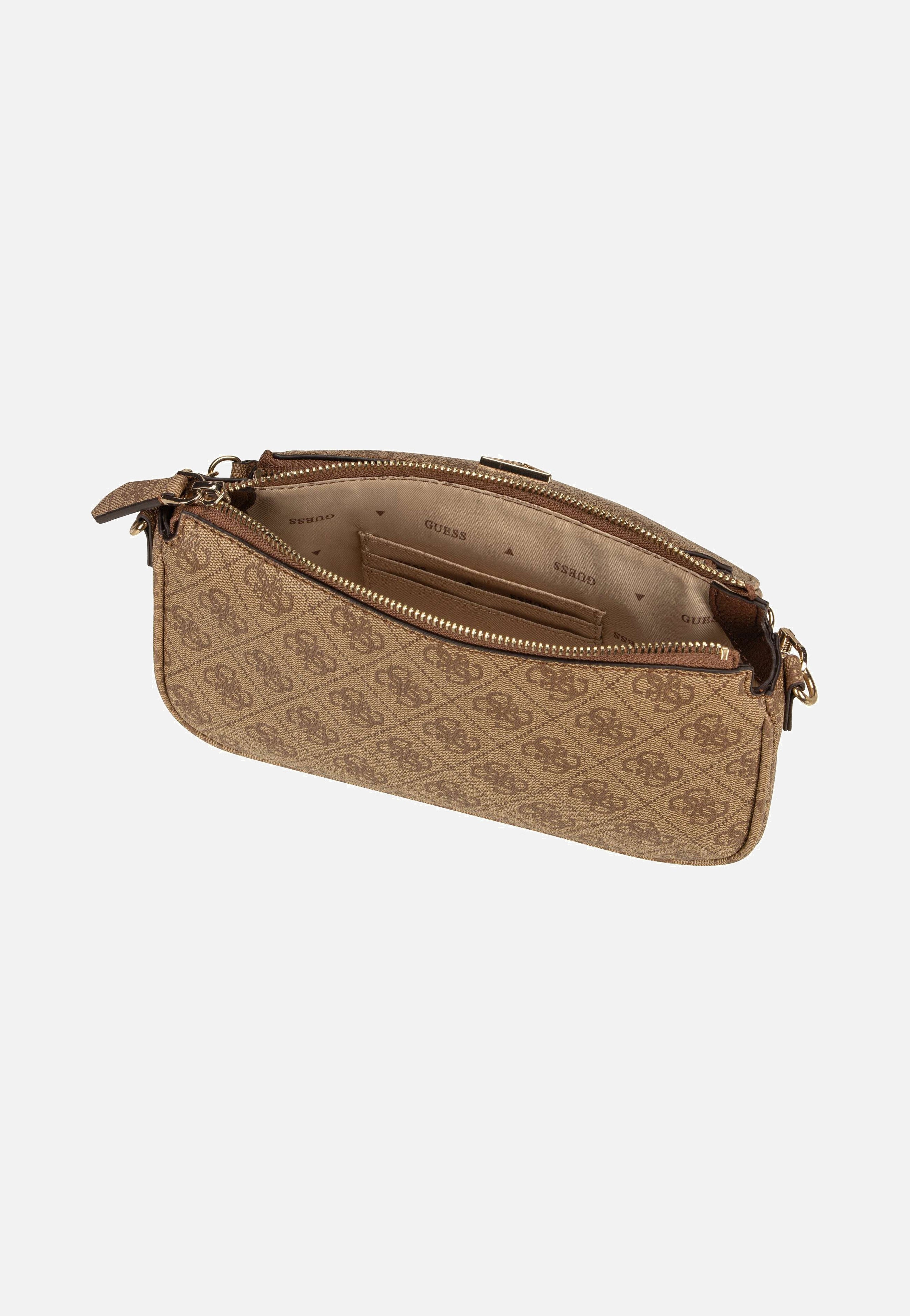 Guess - Noelle II Double Pouch CB 72710 Logo Latte/Brown - Crossbody Bag | Women-Image