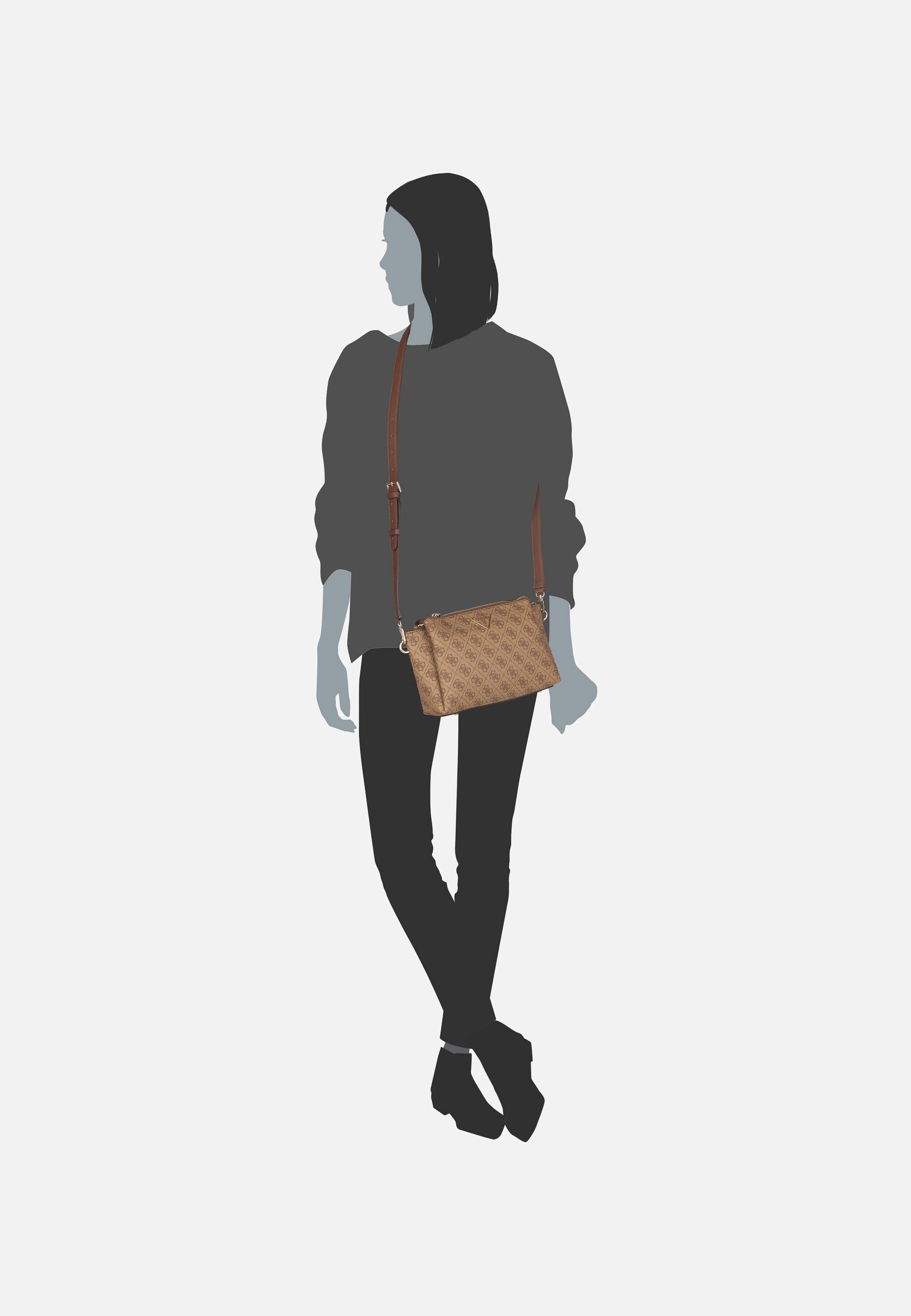 Guess - Noelle II Tri Comp CB 72120 Logo Latte/Brown - Crossbody Bag | Women-Image