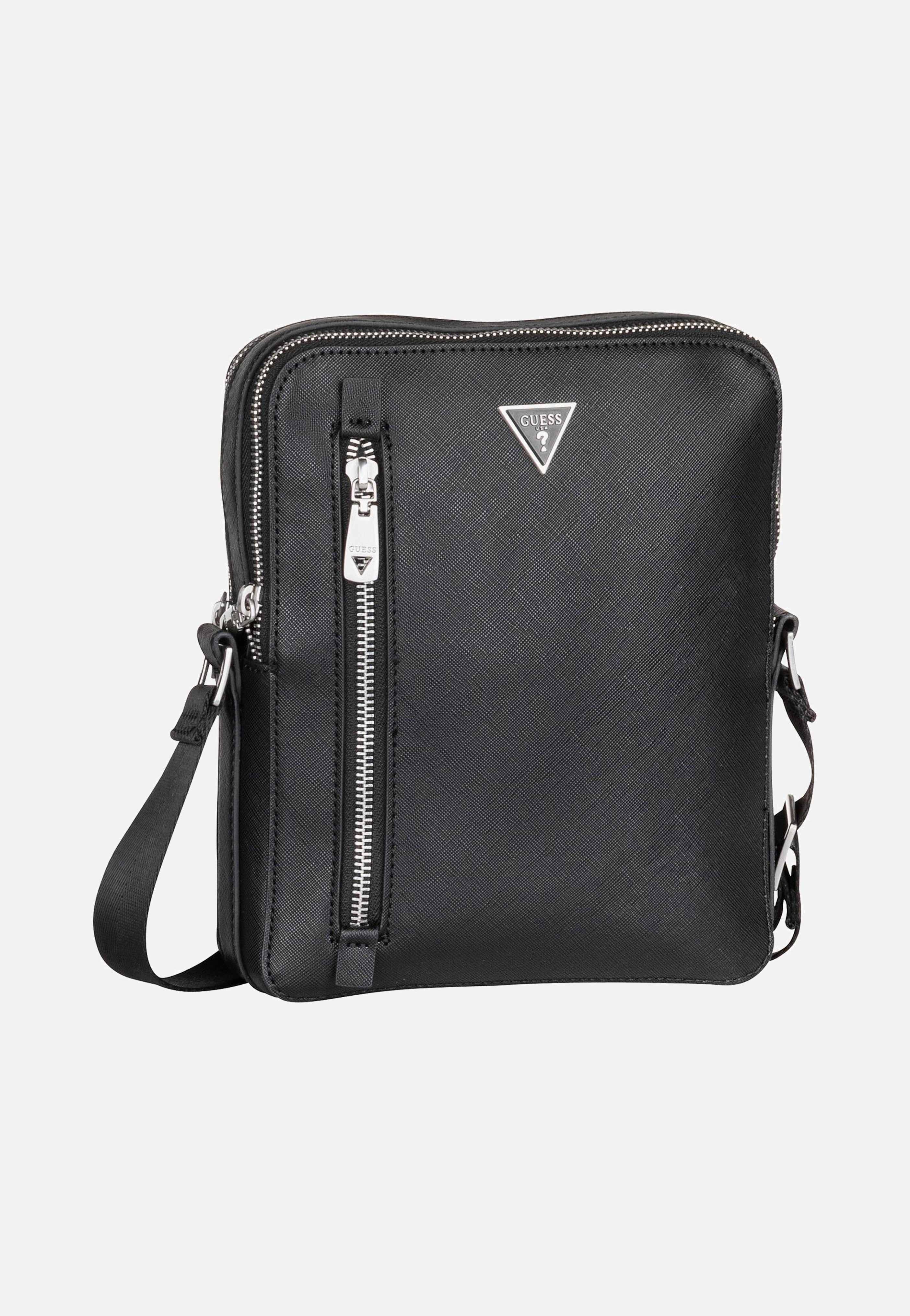 Guess Torino Saffiano Eco Double Zip Black - Crossbody Bag | Sakoi