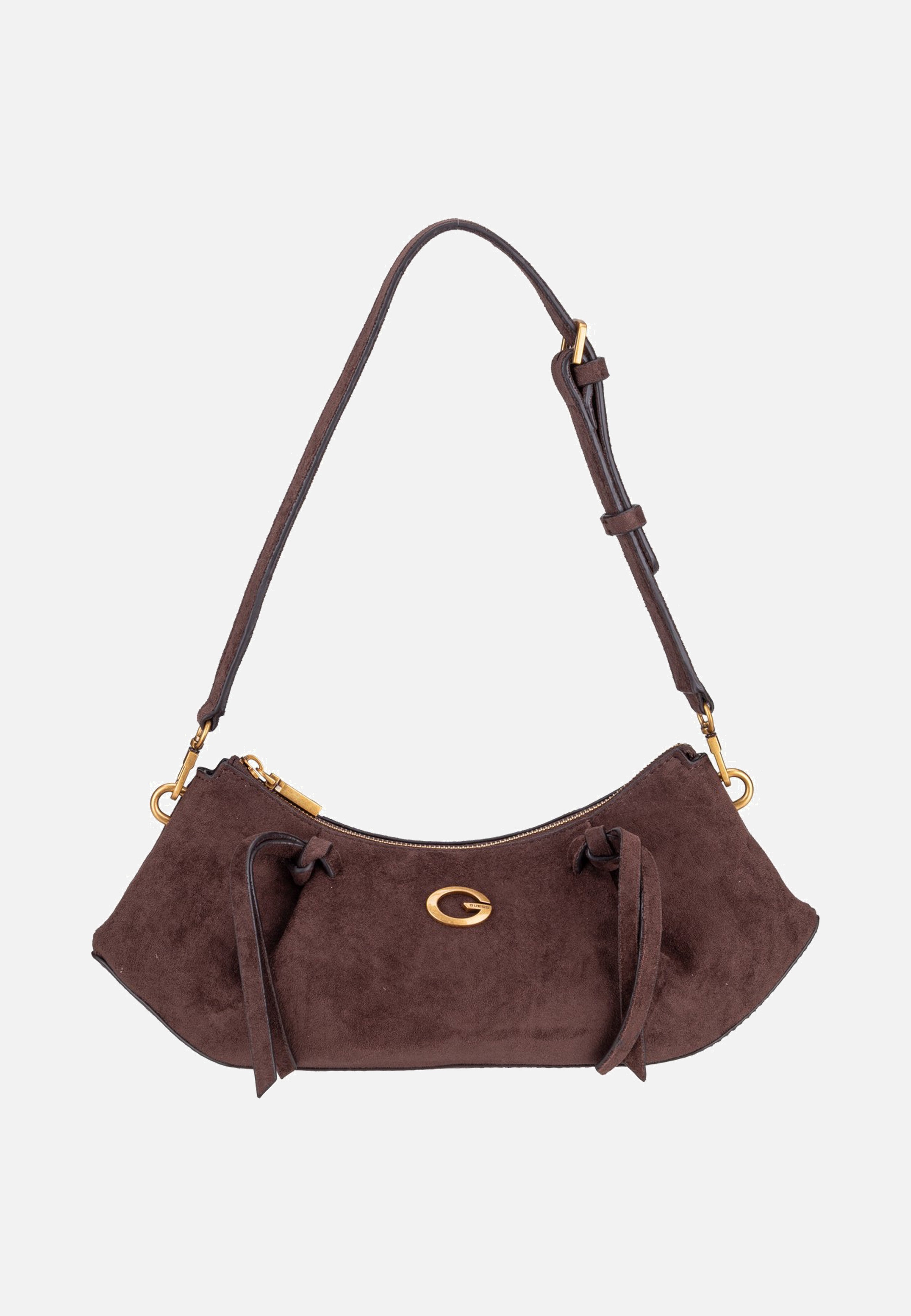 Guess Allegra Shoulder Suede 37180 Espresso Shoulder Bag