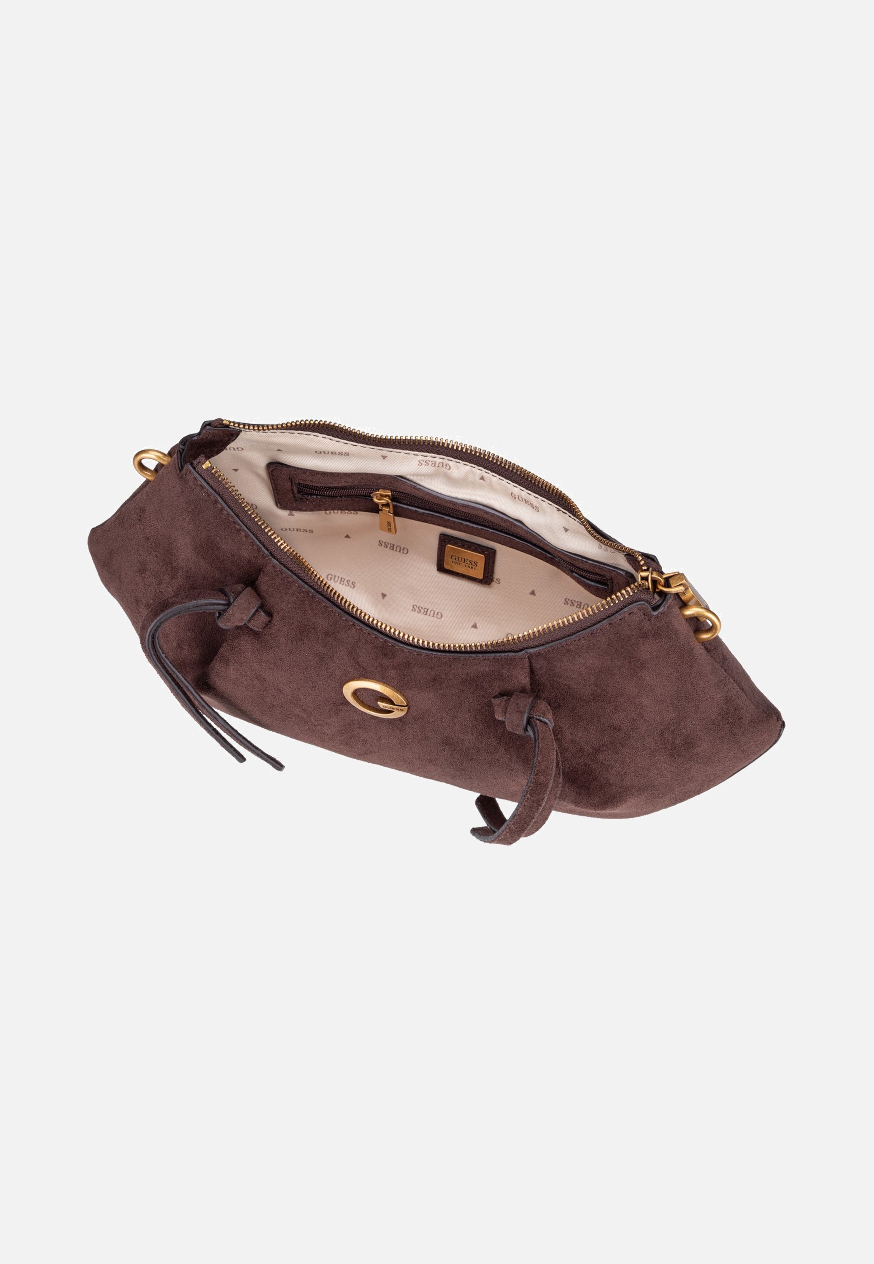 Guess Allegra Shoulder Suede 37180 Espresso Shoulder Bag