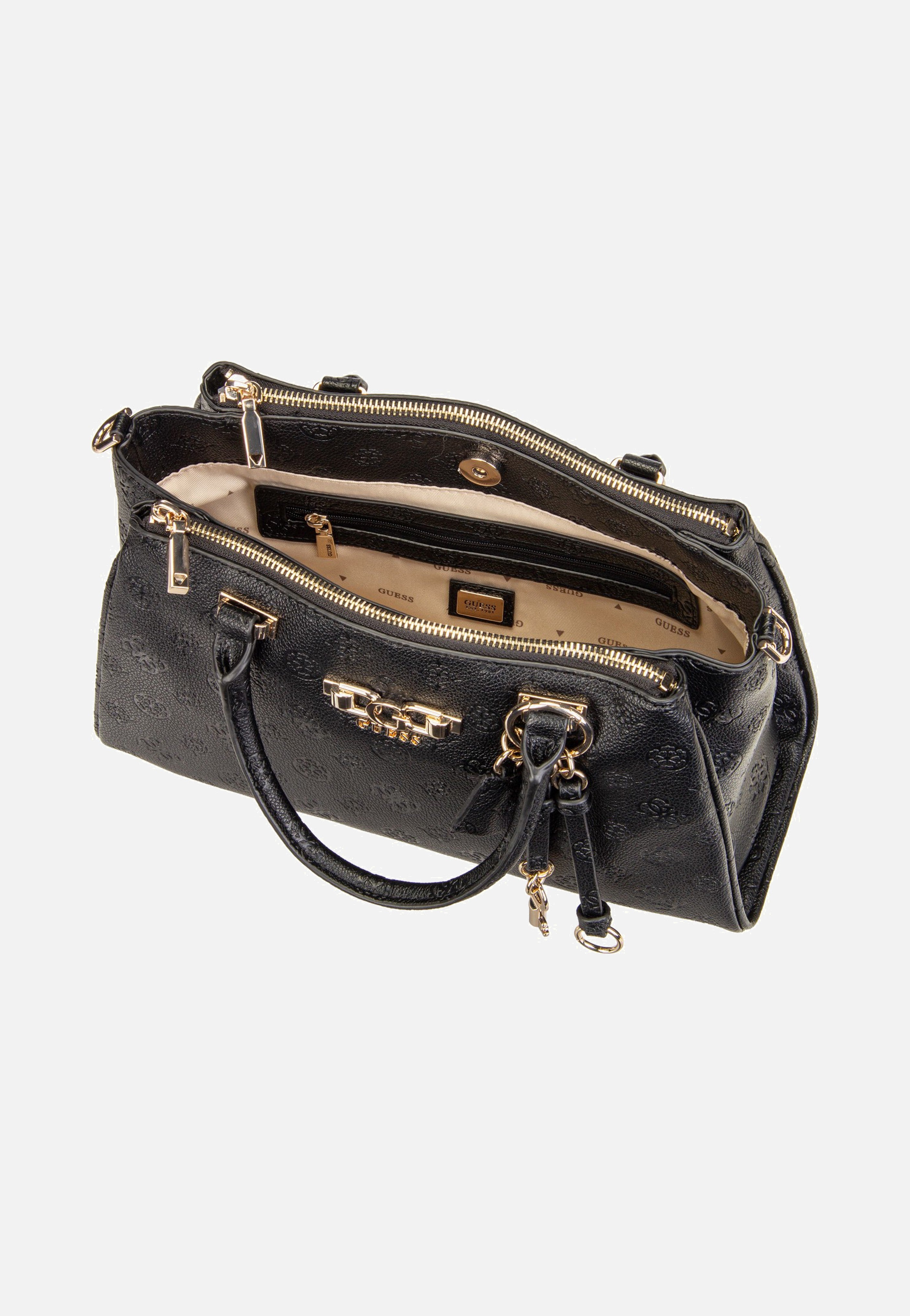 Guess - Anise Triple Comp Satchel Black Logo - Satchel | Women-Image