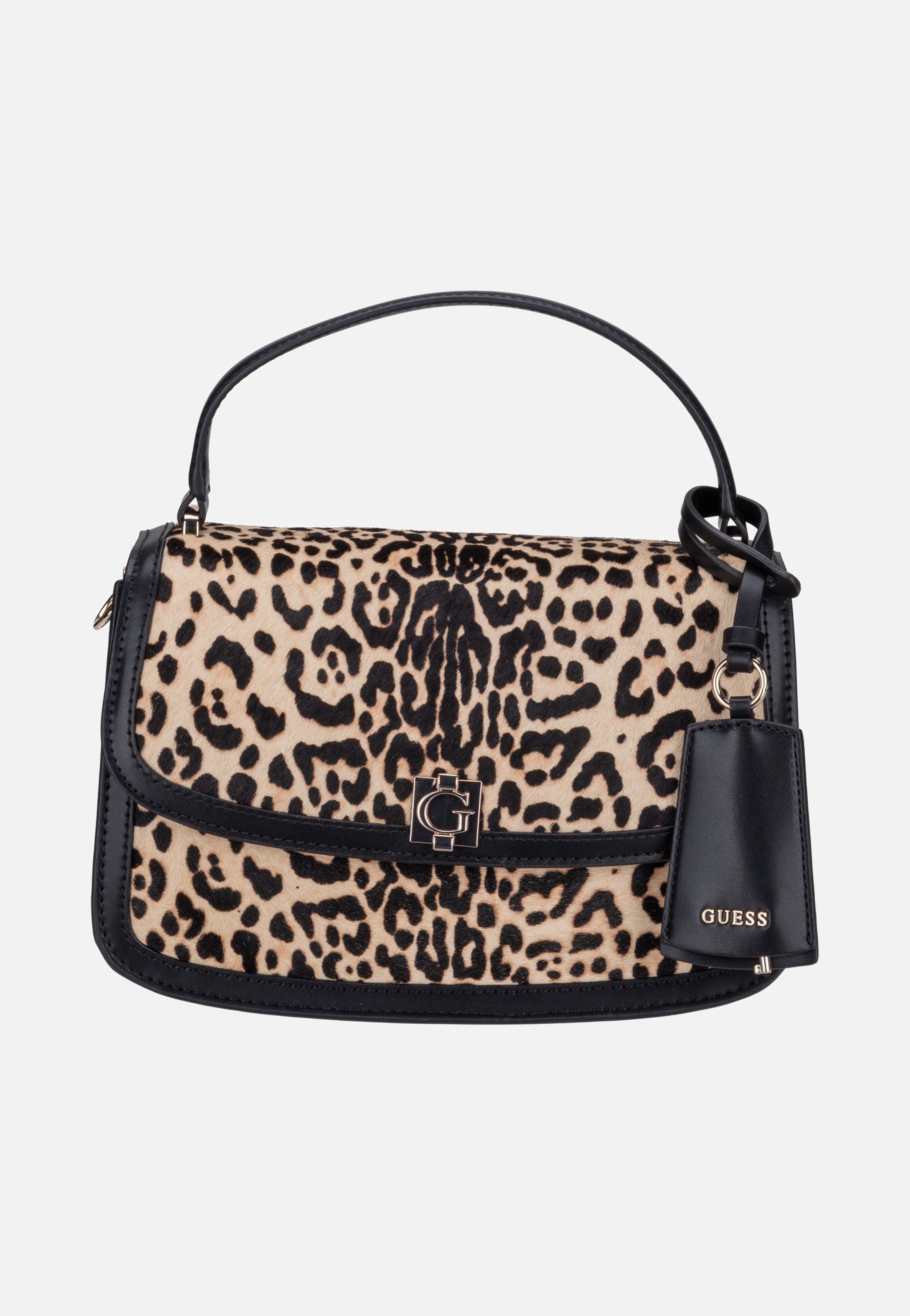 Guess Audrey Convertible Flap 34210 Leopard Handle Bag