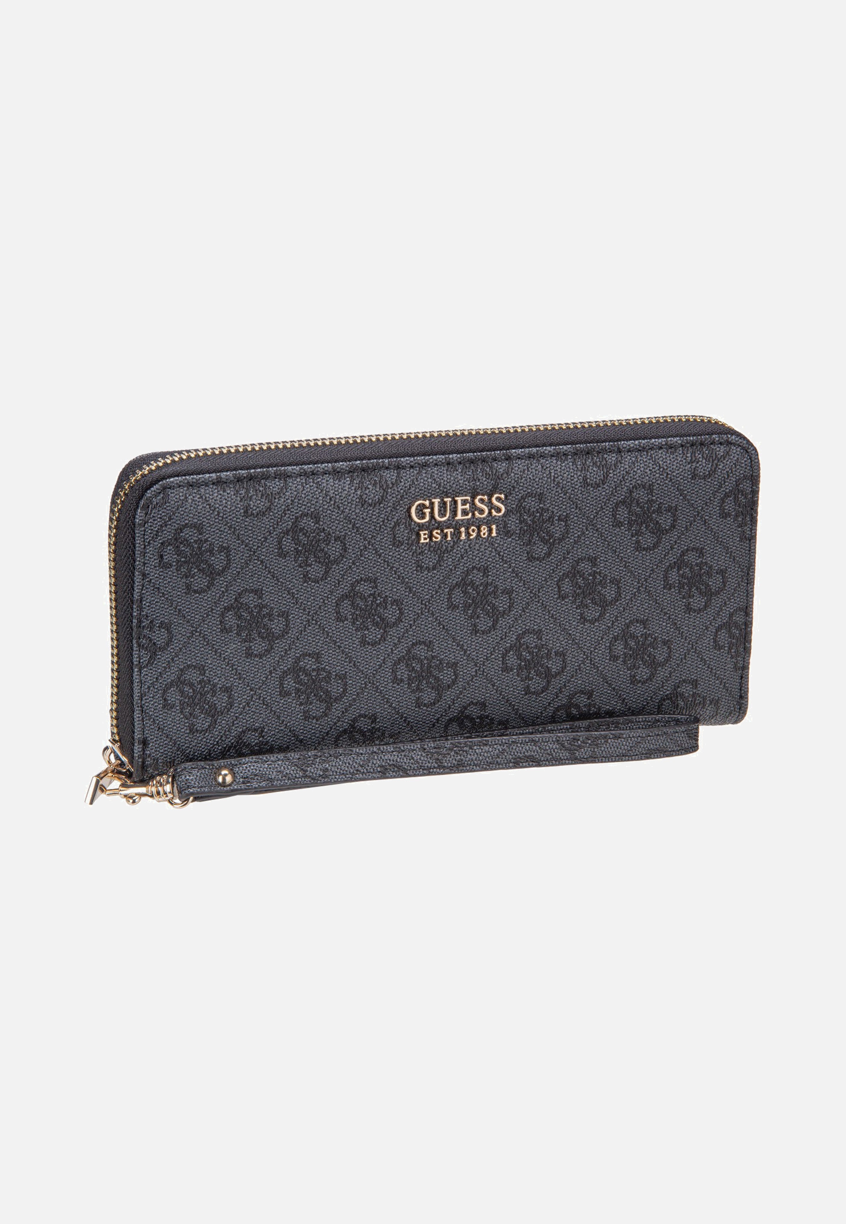 Guess Brenton Slg Large Zip Around Coal Logo Wallet