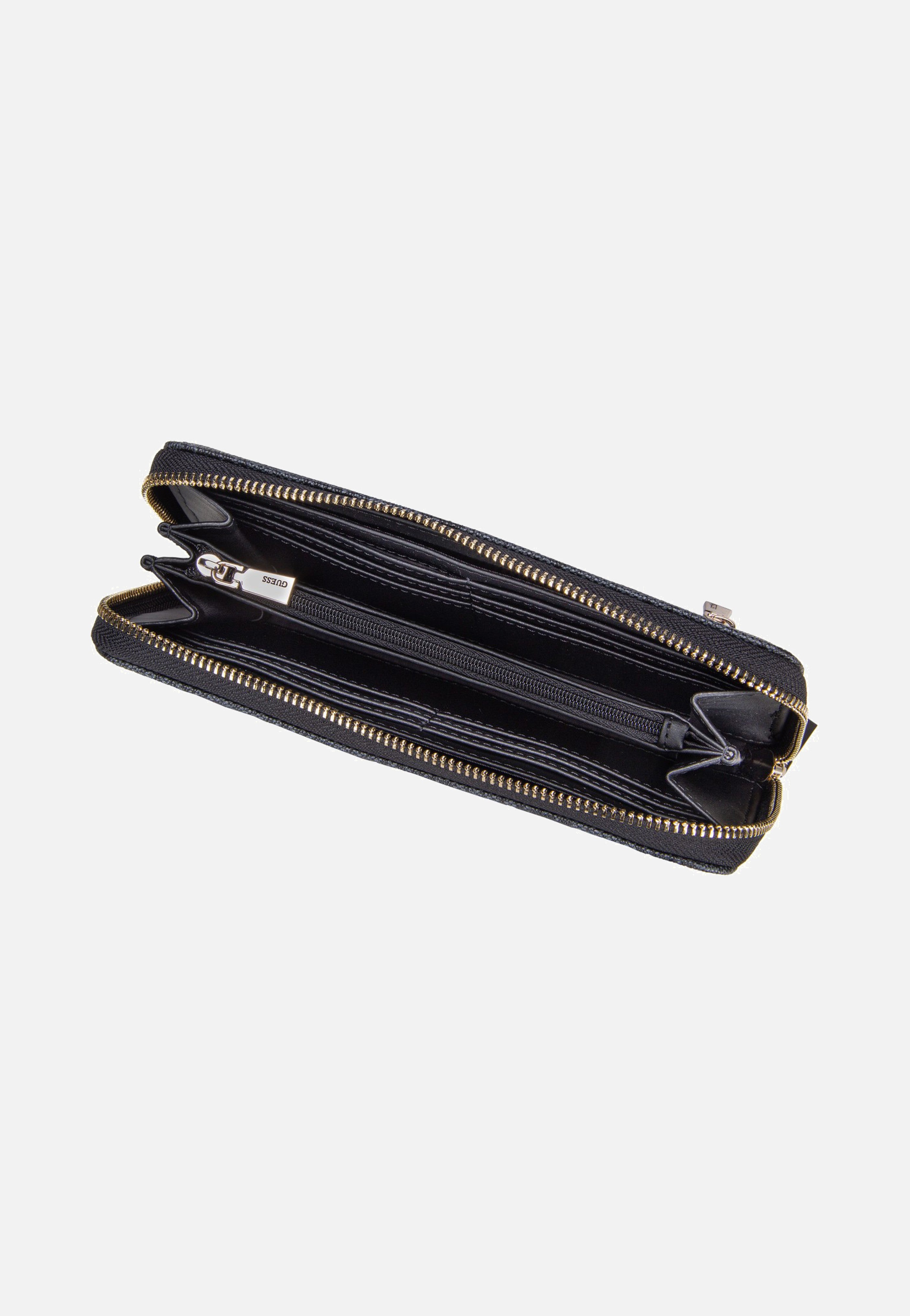 Guess Brenton Slg Large Zip Around Coal Logo Wallet